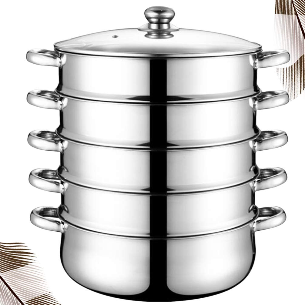 DOITOOL 5-Tier Stainless Steel Steamer Pot Set with Lid - 30cm Multi-Layer Cooking Pot for Vegetables, Dumplings & Seafood | Perfect for Home Kitchen, Restaurants & Asian Cuisine
