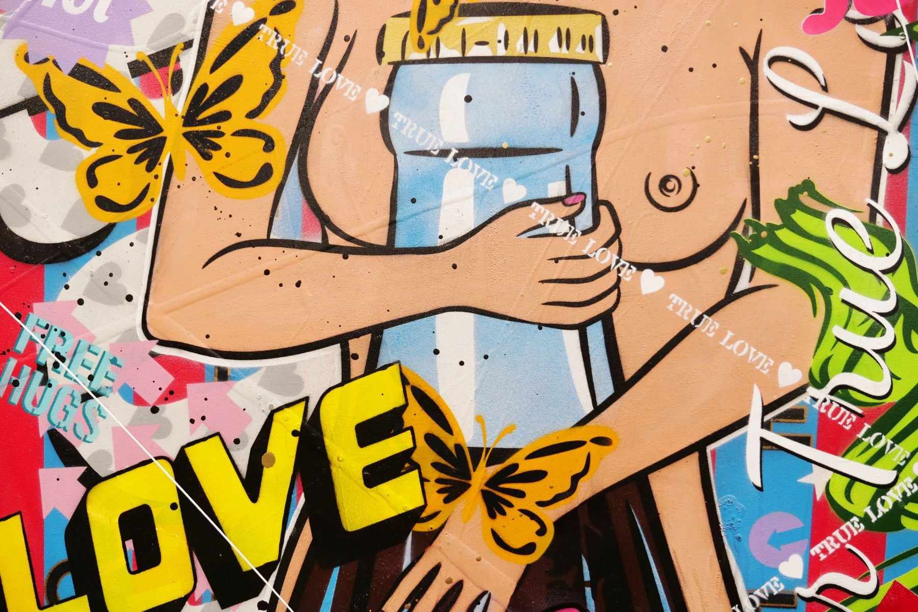 200cm x 80cm Giant Nude Coke Bottle Textured Urban Pop Art Canvas Painting - Modern Home Decor, Office Wall Art, Gift for Coca-Cola Fans