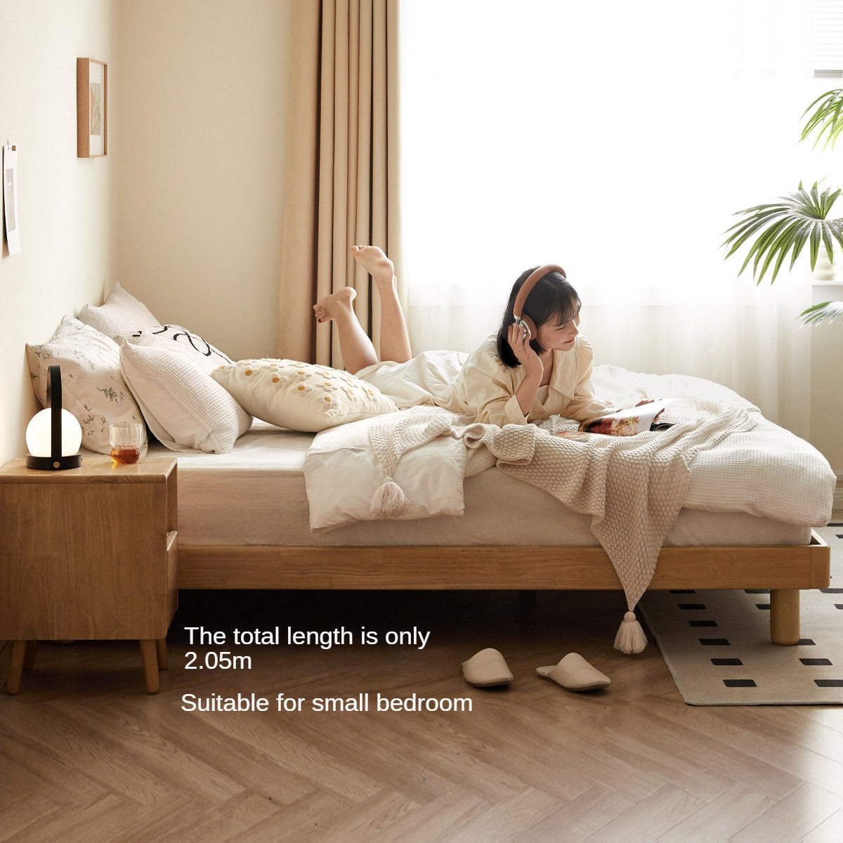 Pine Solid Wood Minimalist Platform Bed - No Headboard - Modern Scandinavian Style Bed Frame for Small Spaces - Perfect for Apartments, Dorms & Tiny Homes