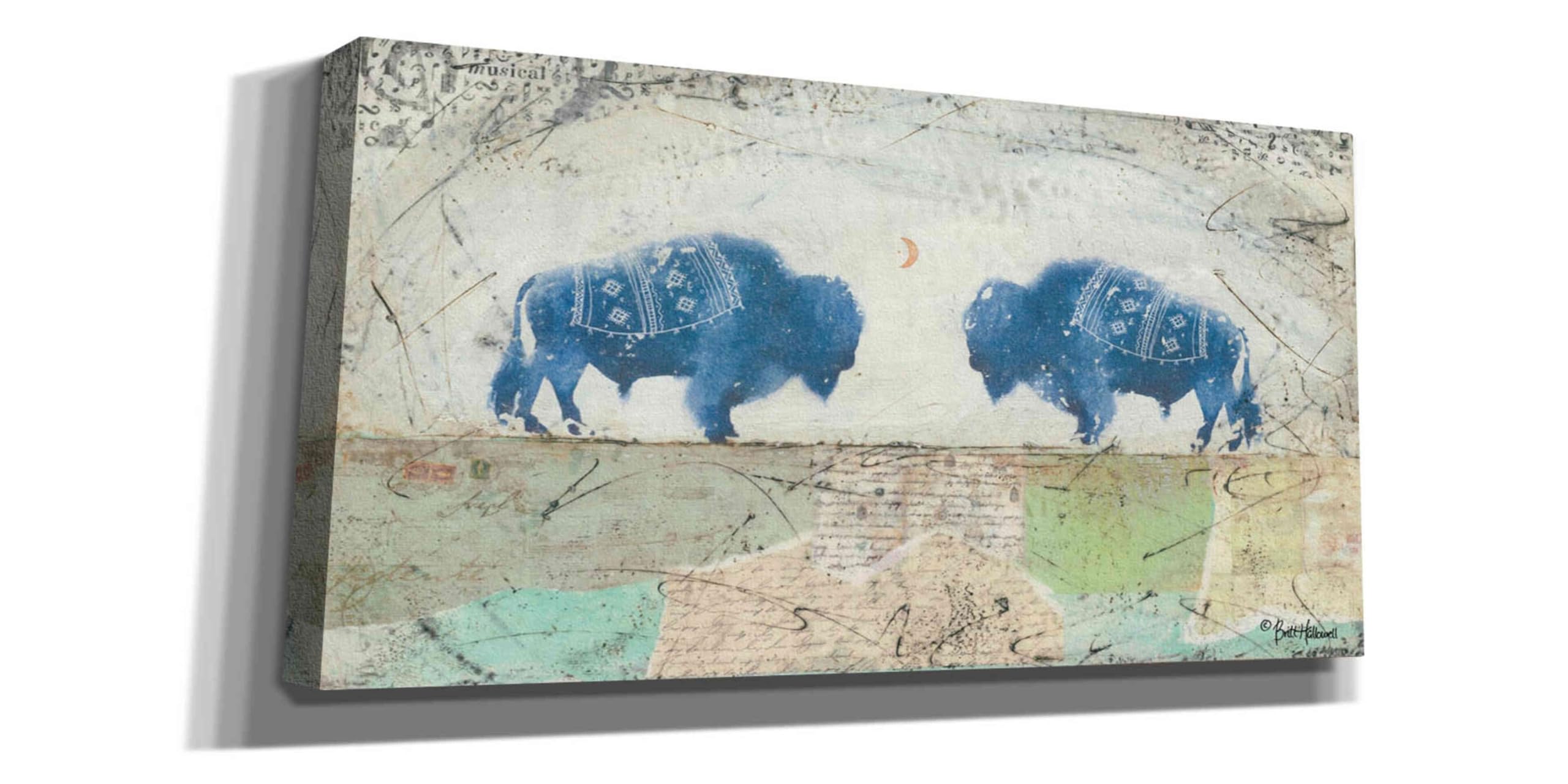 Epic Graffiti 'Patchwork Quilt of Life' Canvas Wall Art by Britt Hallowell - 24x12 Inches Modern Abstract Painting for Living Room, Bedroom & Office Decor