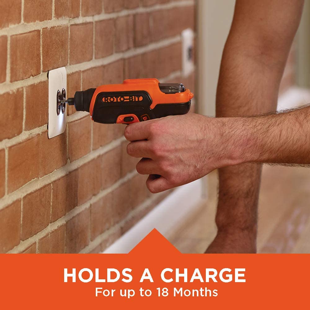 BLACK + DECKER BDCS50C 4V Cordless Roto Bit Storage Screwdriver with 6 Bits - Perfect for Home Repairs, DIY Projects & Quick Fixes