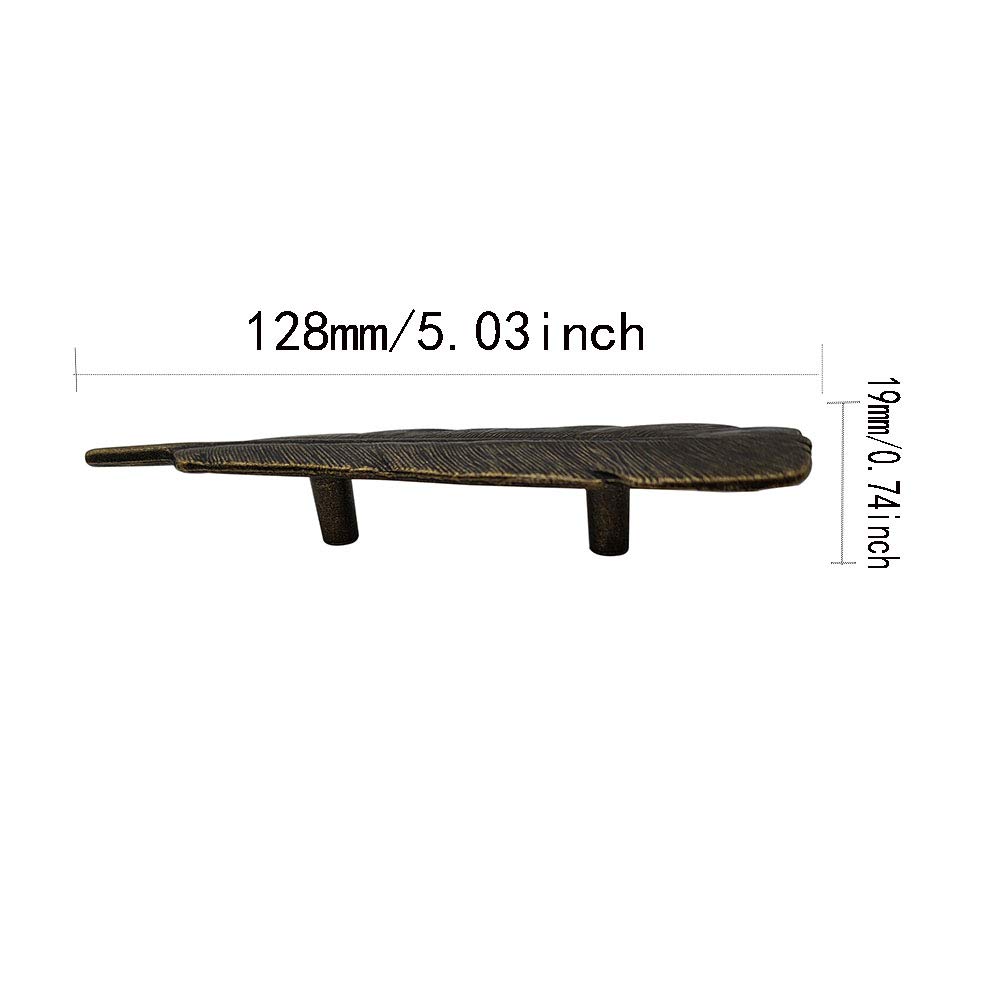 5 Pack Feather Cabinet Handles - Double Hole Drawer Pulls for Kitchen, Dresser, Closet & Wardrobe - Elegant Hardware Knobs for Furniture & Cupboard Doors | Perfect for Home Renovation & DIY Projects