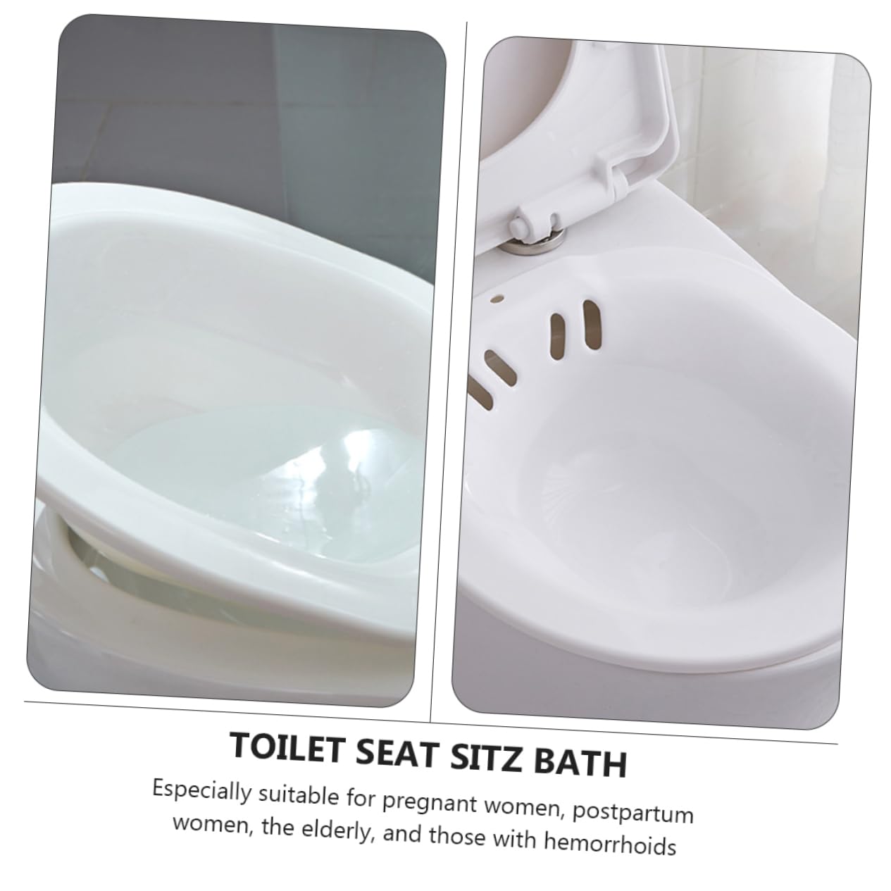 Postpartum Sitz Bath Toilet Seat - Comfortable Plastic Wash Basin for Hemorrhoid Relief & Post-Surgery Care | Easy to Clean with Drain Holes | Fits Most Standard Toilets | Ideal for New Moms & Postpartum Recovery