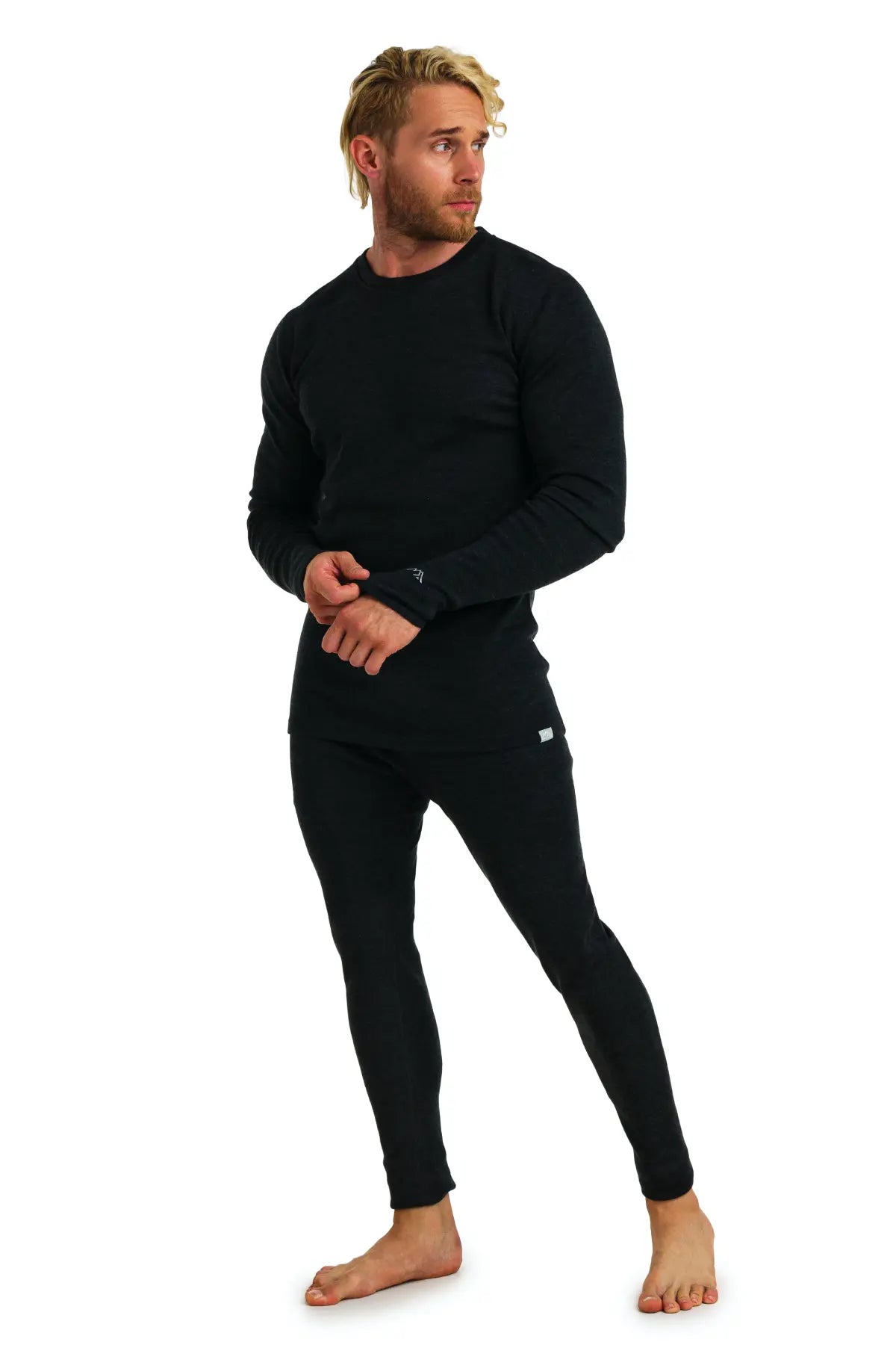 Men's Merino Wool Thermal Underwear Set - 320 GSM Charcoal Grey - Base Layer for Skiing, Hiking & Winter Outdoor Activities