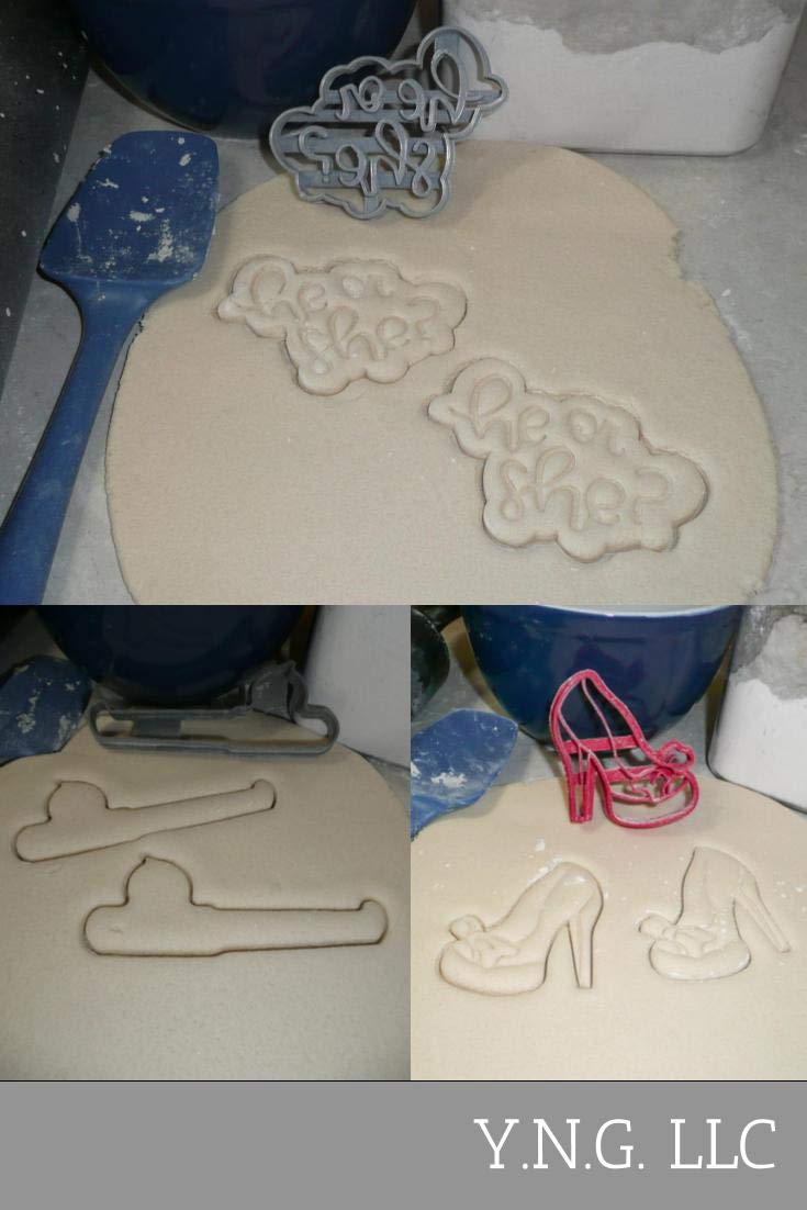 Gender Reveal Baby Shower Cookie Cutters Set of 3 - Reels or Heels Design - Made in USA PR1260 - Perfect for Baby Shower Decorations & Gender Reveal Parties