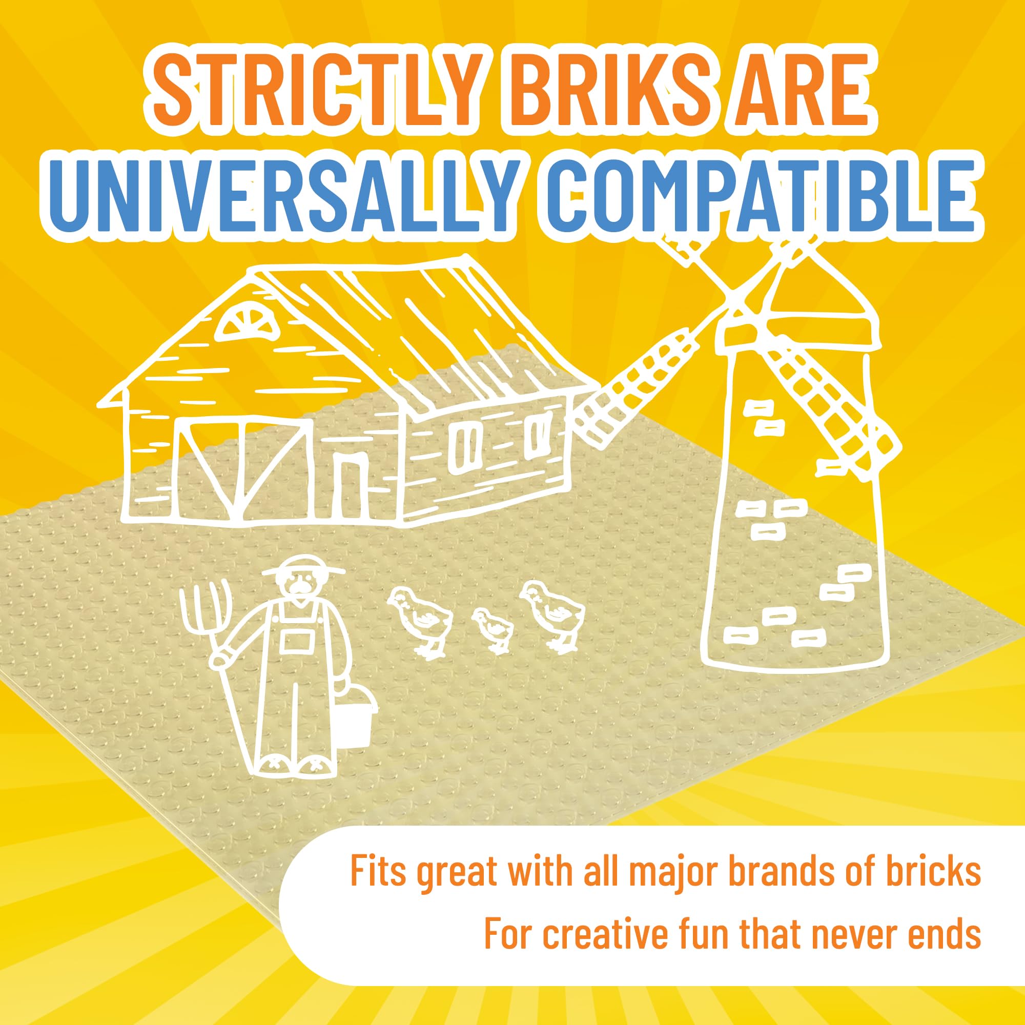 Strictly Briks Large 10x10 Inch Clear Baseplate - 100% Lego Compatible Stackable Building Plate for Tables, Mats & DIY Projects | Classic Brick Base for Creative Play & Displays