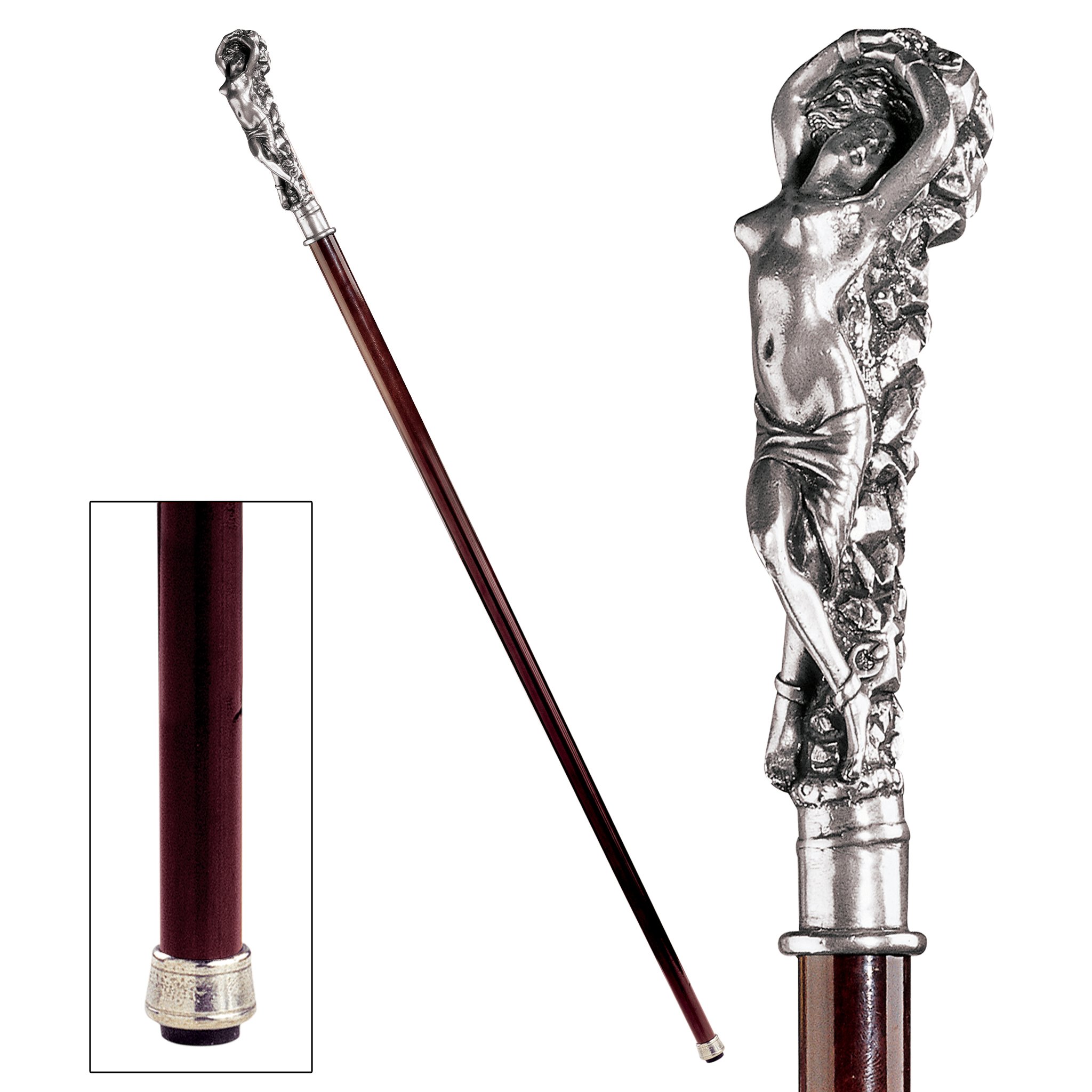 Design Toscano Pewter Walking Cane - Elegant & Durable Mobility Aid for Seniors & Hikers - Perfect for Outdoor Adventures & Everyday Support