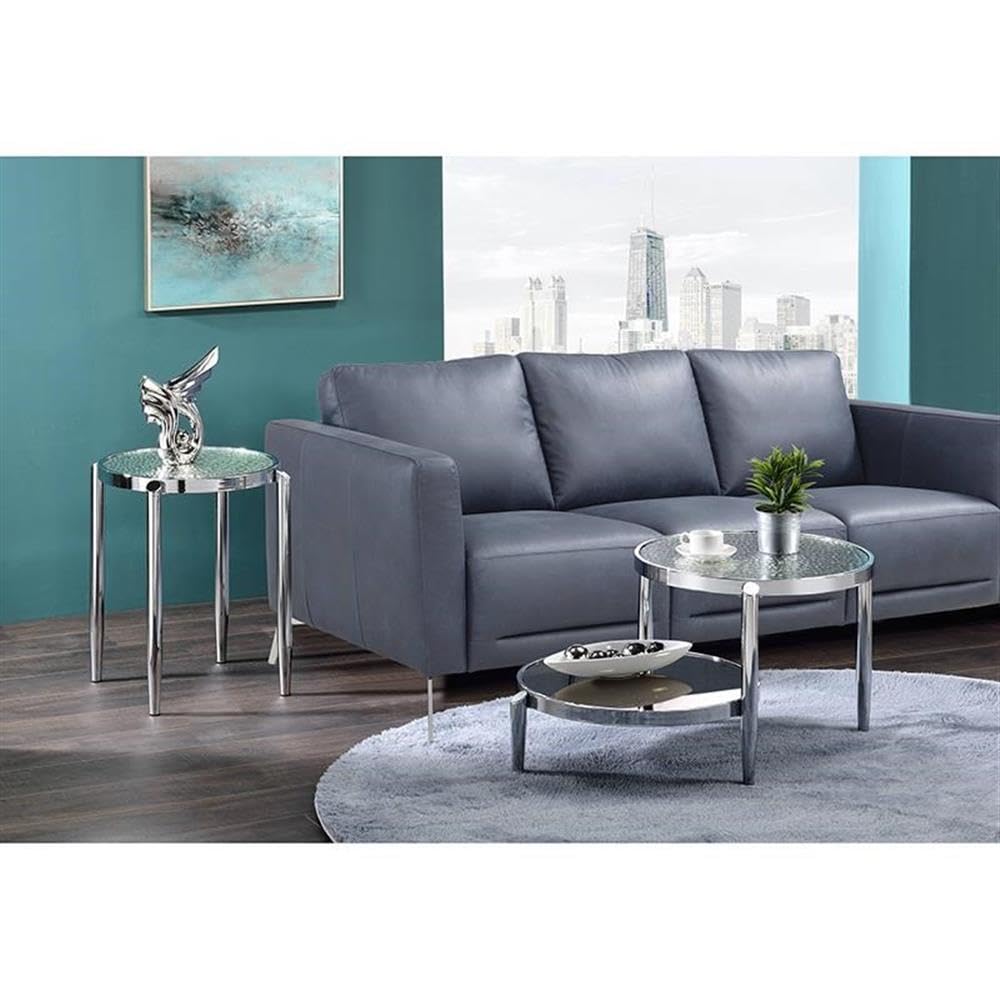Acme Abbe Modern Glass and Chrome Coffee Table - Stylish Living Room Centerpiece for Home Decor