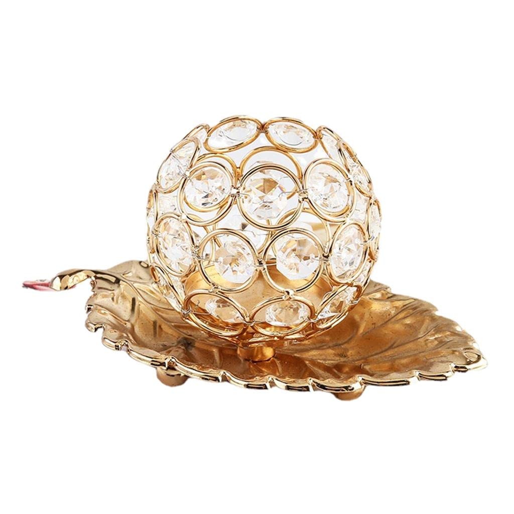 Elegant Gold Crystal Tea Light Candle Holder - Decorative Candelabrum for Desktop, Bedroom & Dining Room Decor - Perfect for Romantic Dinners, Spa Nights & Home Ambiance