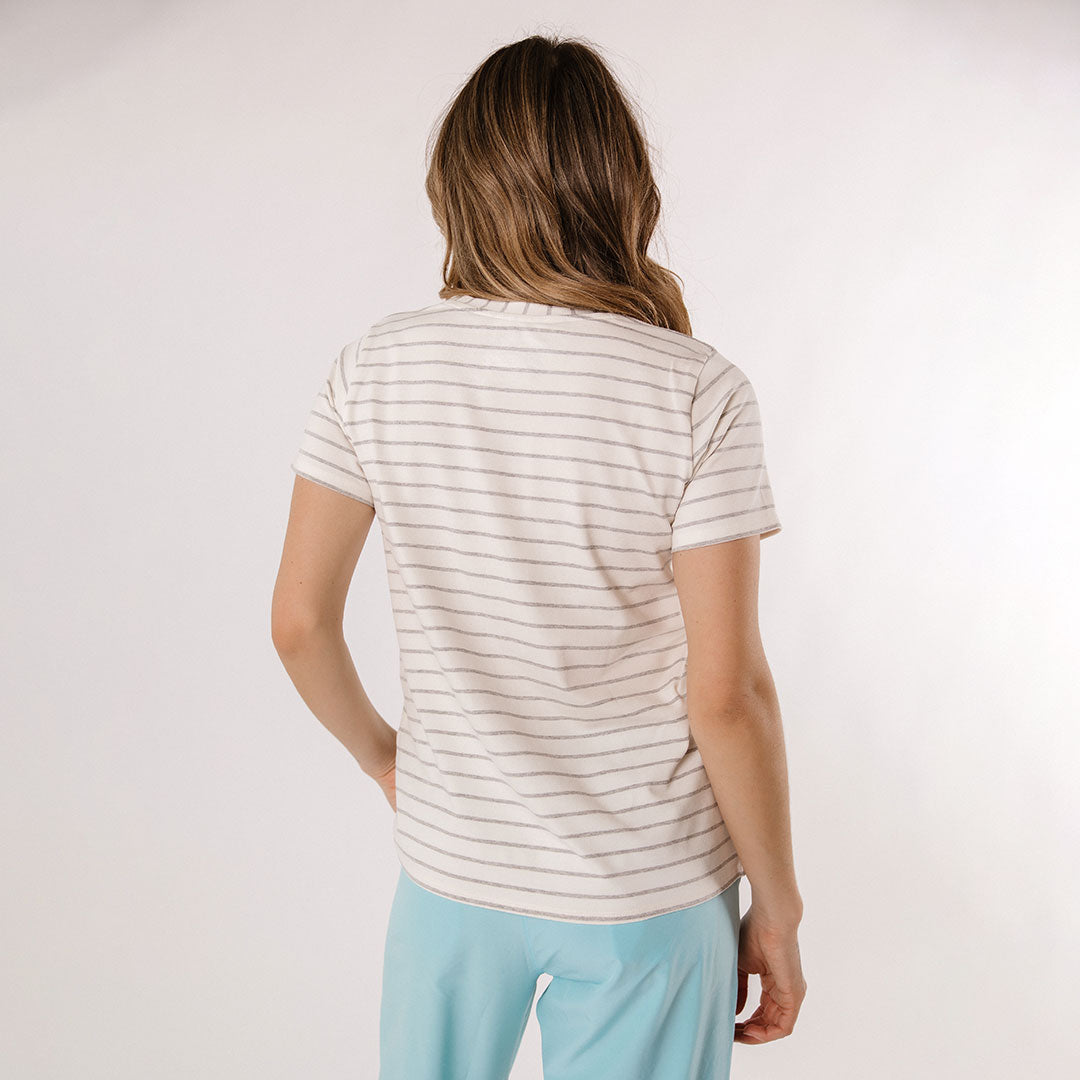 Basic Tee - Grey Venice Stripe Cotton T-Shirt for Men & Women | Casual Everyday Wear & Layering Essential