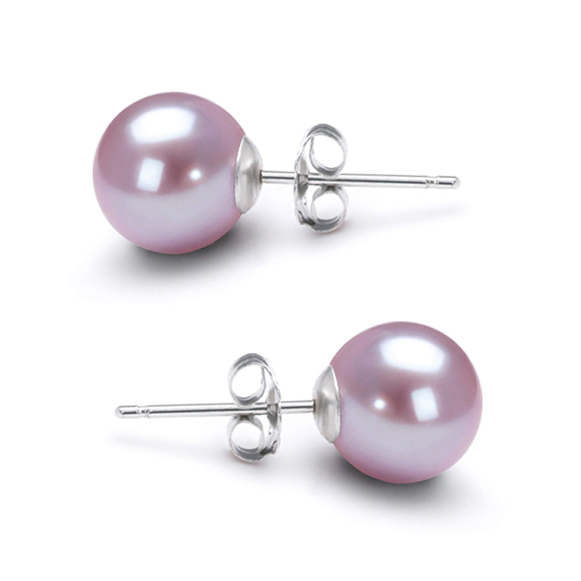 AAA Grade 5-10mm Japanese Freshwater Cultured Pearl Stud Earrings for Women - Lavender Pearls with Sterling Silver Settings & Gift Box | Elegant Jewelry for Weddings, Parties & Daily Wear - Orien Jewelry