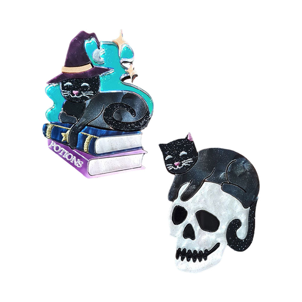 Cherryloco Cat Tarot Card Mini Brooch Set - 2 Pack Cute Zodiac Cat Pins for Lapel, Jacket & Bag - Perfect for Tarot Lovers, Cat Enthusiasts & Unique Gift Ideas