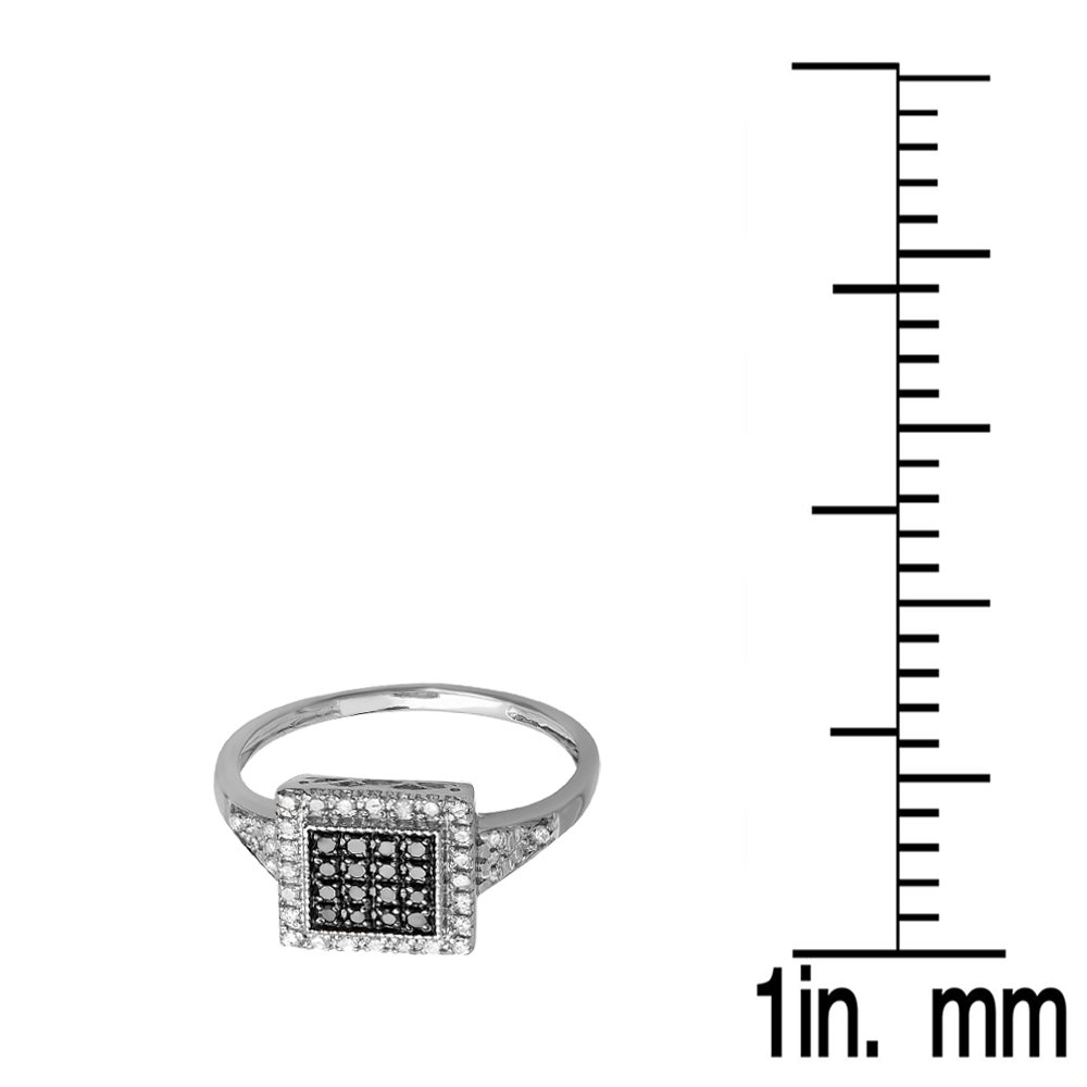 Dazzlingrock 0.32 Carat Round Black & White Diamond Women's Sterling Silver Cocktail Ring for Right Hand - Elegant Evening Party, Date Night & Special Occasion Jewelry Gift