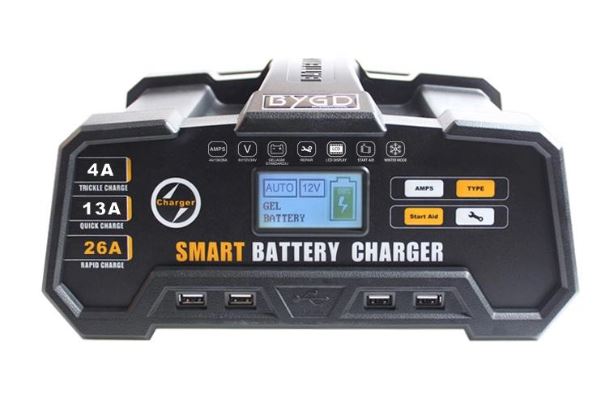 Intelligent 6V/12V/24V Portable Battery Charger F26000 - Fast Charging for Cars, Motorcycles, Boats & RVs - Perfect for Road Trips, Camping & Emergency Power Backup