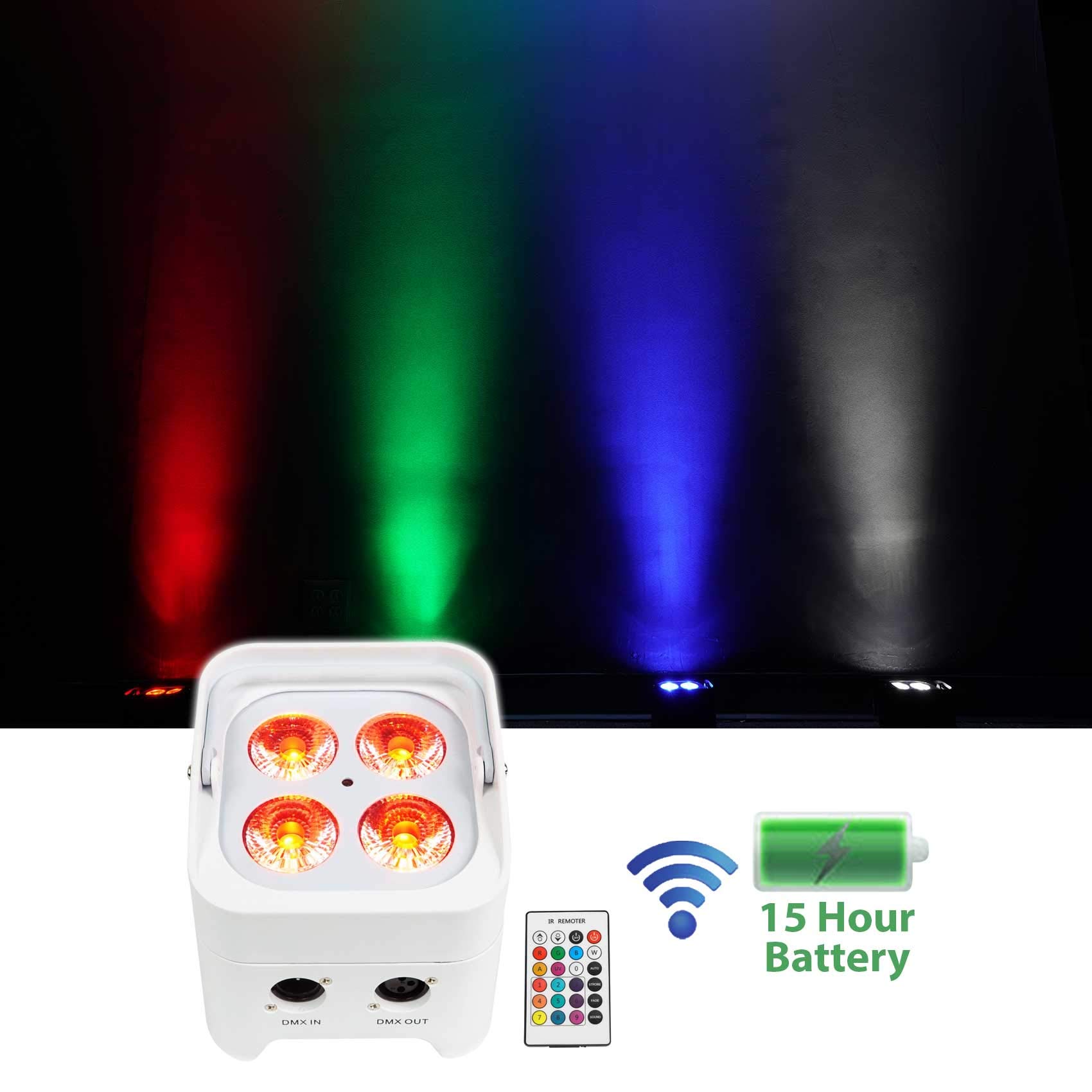 Rockville PAR 50 Battery-Powered LED Wash Lights with Wireless DMX & 384-Channel Controller - Perfect for Stage Lighting, DJ Shows, and Live Events