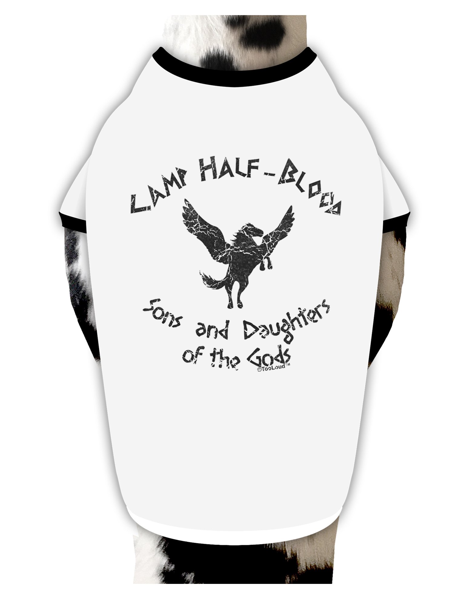 TOOLOUD Camp Half-Blood Dog Shirt - White & Black - Large for Pet Lovers