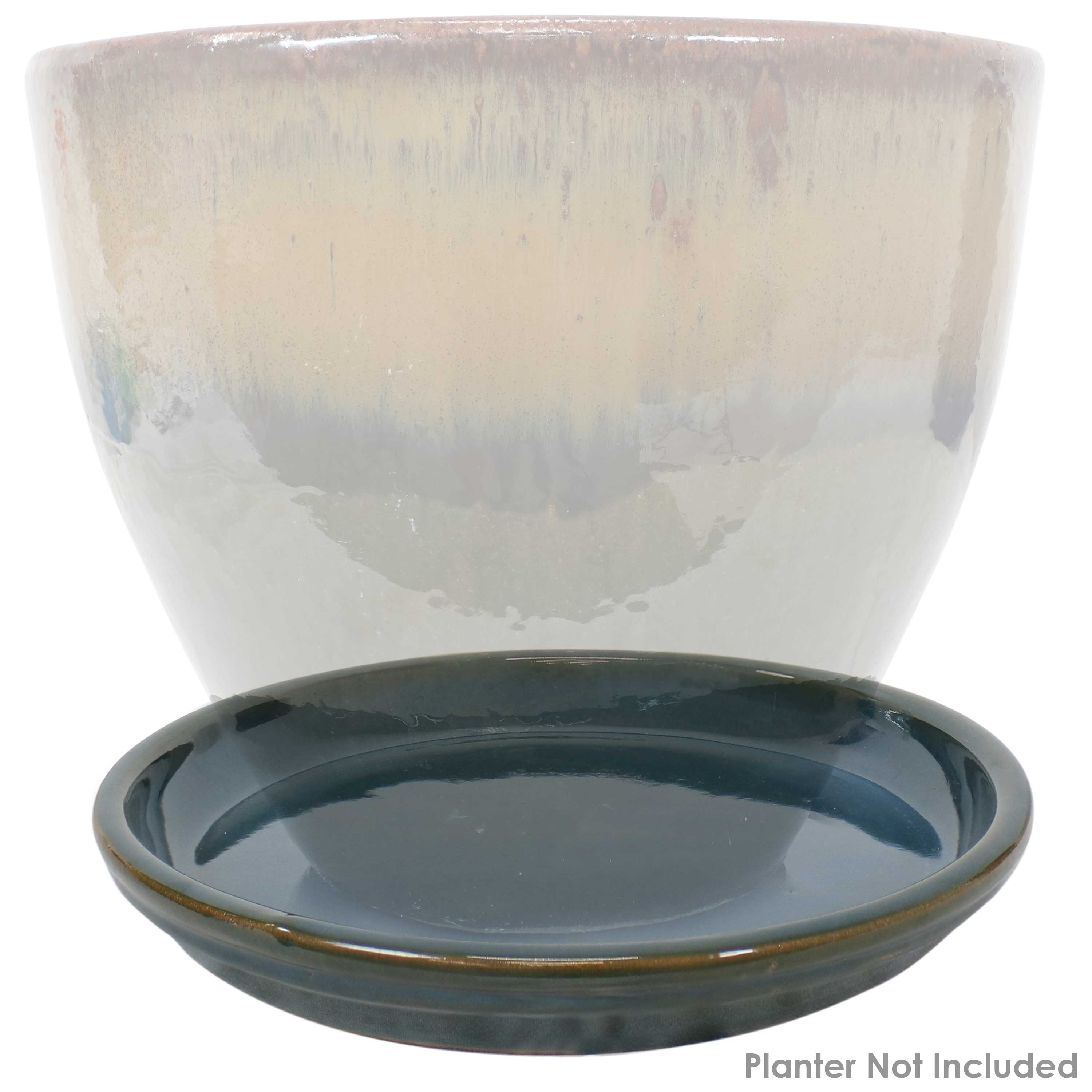 Sunnydaze 2-Pack Glazed Ceramic Planter Saucers for Indoor & Outdoor Plants - Drainage Trays for Flower Pots, Garden Decor, and Home Décor