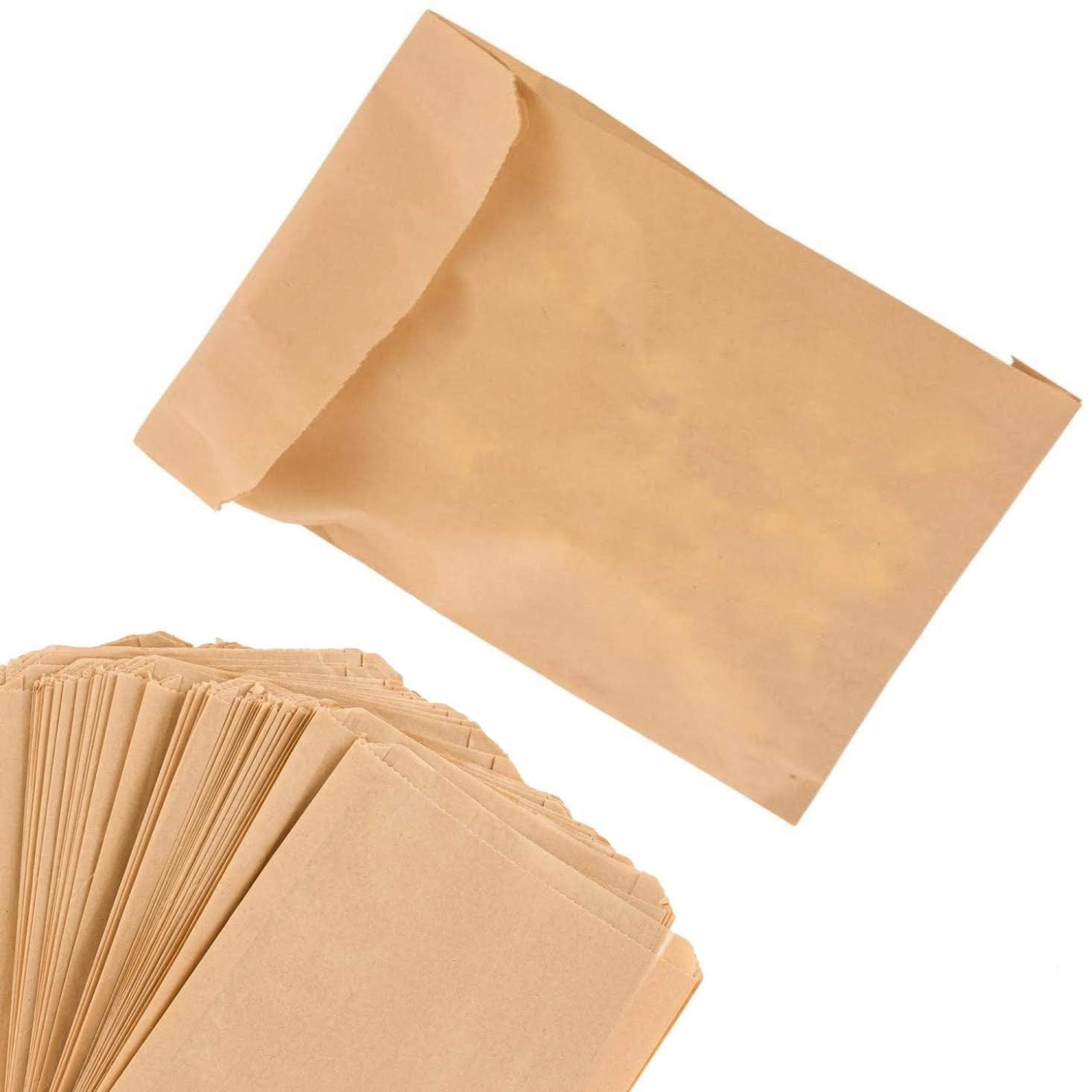 Eco-Friendly Kraft Paper Sandwich Bags 200 Pack - Biodegradable & Compostable Food Safe Lunch Bags for Bakery, Cookies, Snacks - Unbleached Natural Brown Sandwich Wrappers - Perfect for School Lunches, Picnics & On-the-Go Meals