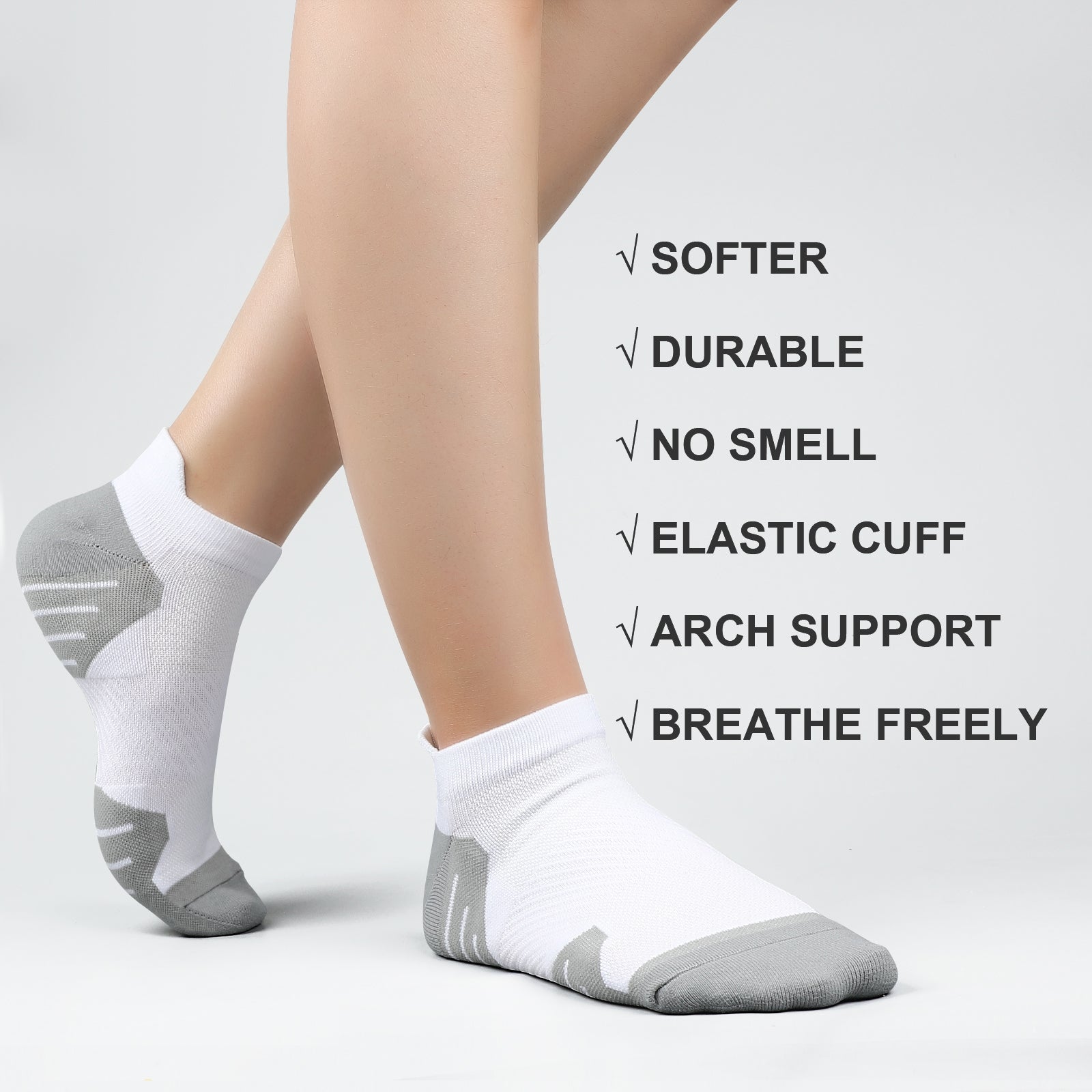 GECKOMAN x PAPLUS Women's Comfortable Low Cut Cushioned Socks 2-Pack - Perfect for Running, Yoga & Everyday Wear