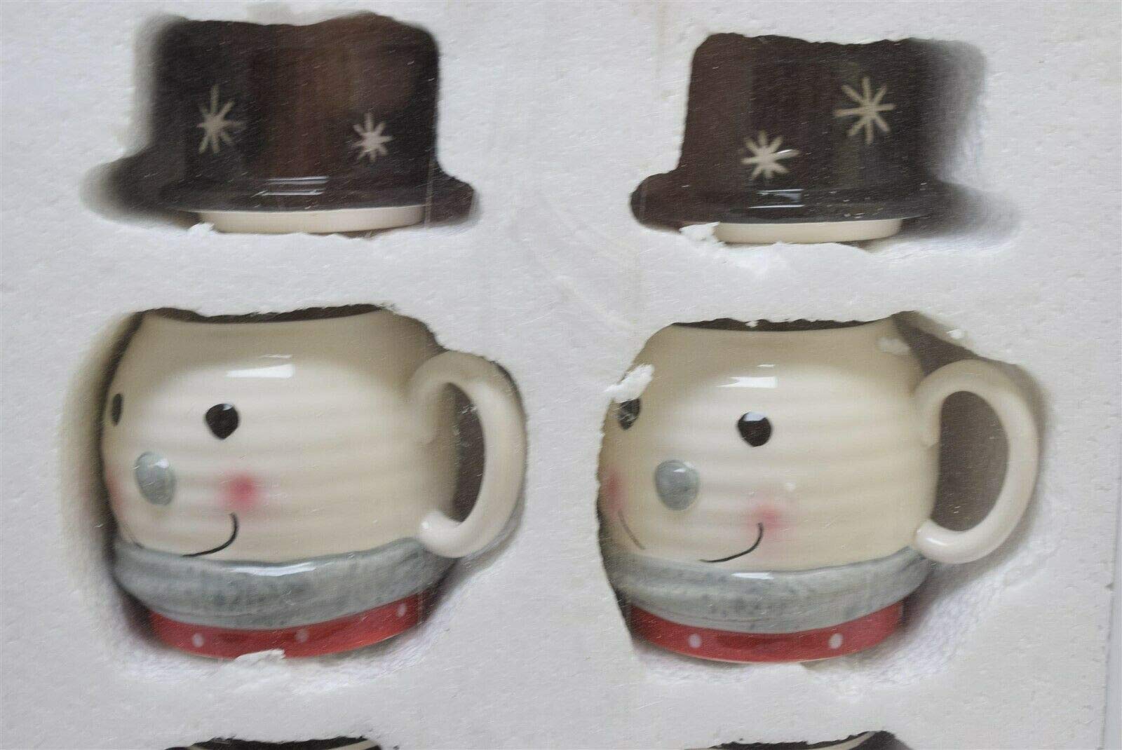 Midwest Seasons Snowman Mugs with Top Hat Lid - Set of 4 Christmas Coffee Cups for Hot Cocoa, Tea & Holiday Decorations - Perfect for Winter Parties, Gift Giving & Cozy Home Decor