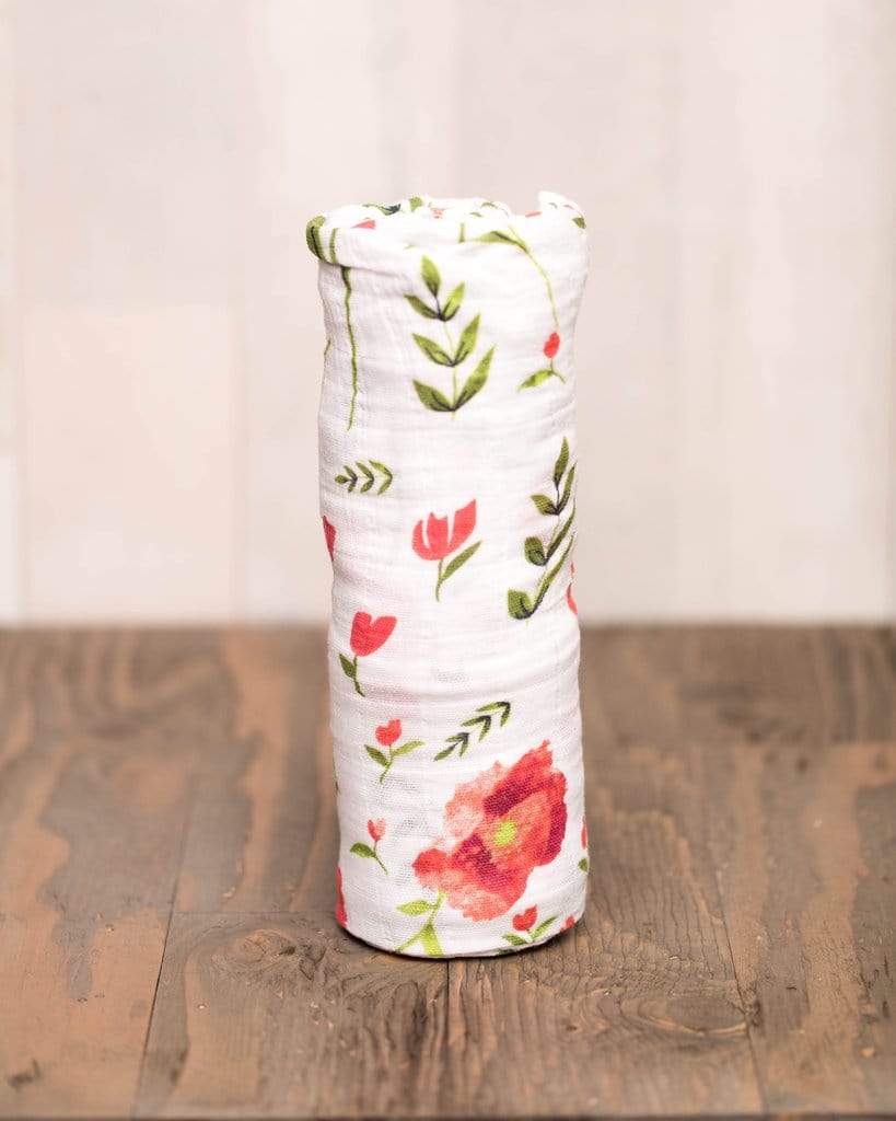 Little Unicorn Cotton Muslin Swaddle Blanket - Soft Baby Swaddle Wrap for Newborns, Breathable & Lightweight - Perfect for Nursery, Travel & Photo Shoots (Poppy Floral Design)