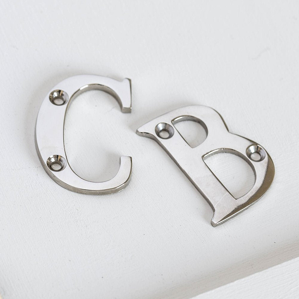 Polished Nickel 2 Inch Modern House Numbers - Durable Metal Address Plaque for Home, Mailbox & Front Door Decor (Set of 4) | Perfect for Curb Appeal & Package Delivery