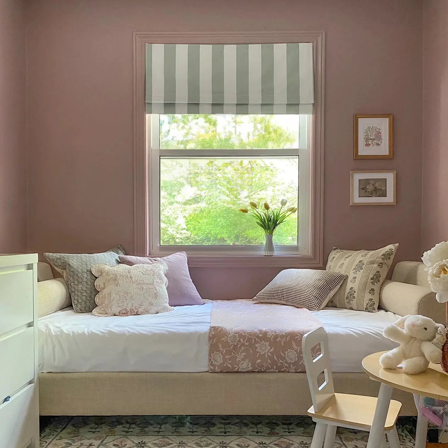Celia Patterned Cordless Roman Shade Window Treatment - Blackout Fabric for Bedroom & Living Room Privacy & Light Control