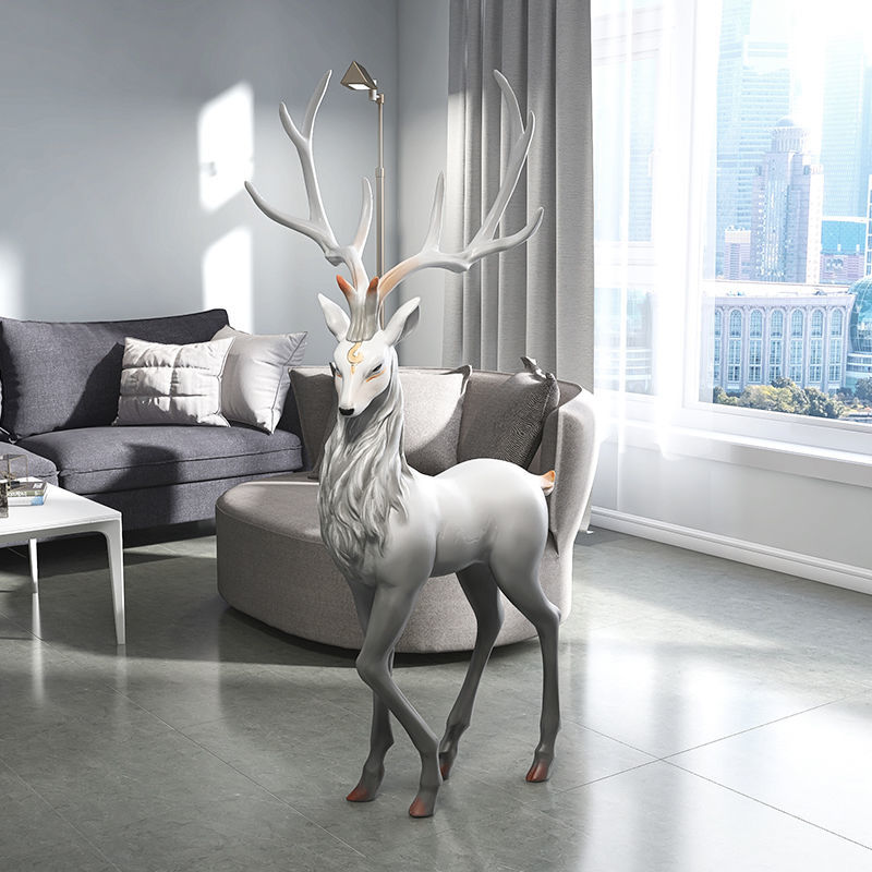 Elegant Snow Reindeer Statue - Winter Holiday Home Decor for Christmas, Mantel, Tabletop & Outdoor Display