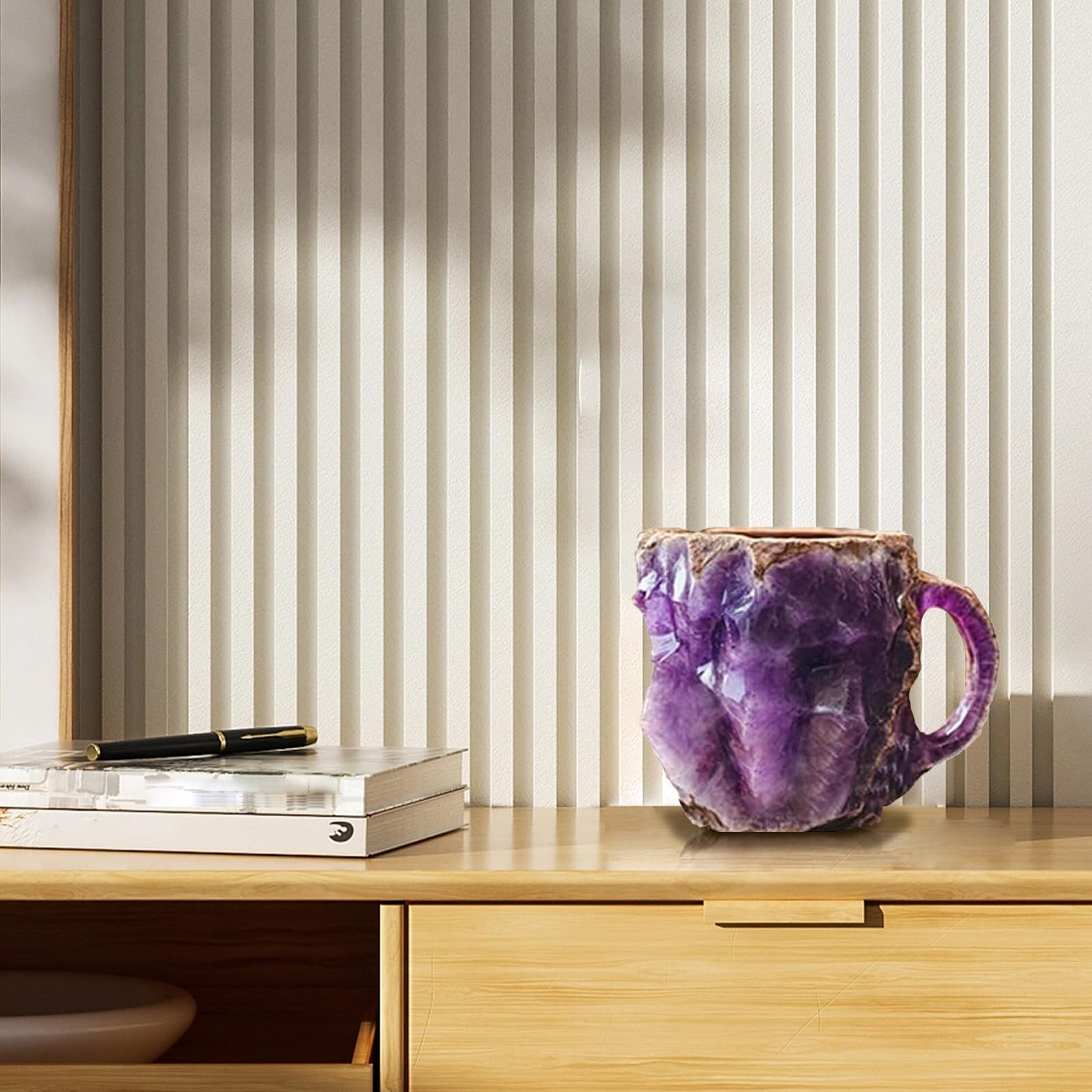 Premium Translucent Mineral Crystal Coffee Mug - Elegant Blue Crystal Cup for Home & Office - Perfect Gift for Coffee Lovers & Crystal Enthusiasts - Ideal for Morning Brews, Office Use & Thoughtful Gifting