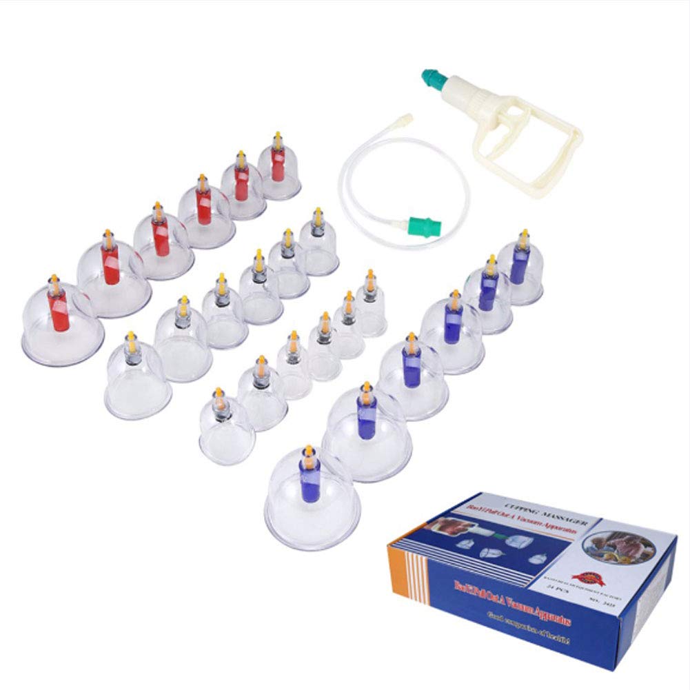 ELQ Cupping Therapy Set - 24 Pcs Biomagnetic Vacuum Cupping Cups for Back & Neck Pain Relief, Muscle Relaxation, Weight Loss - Home Massage Kit for Spa, Yoga, Fitness Recovery
