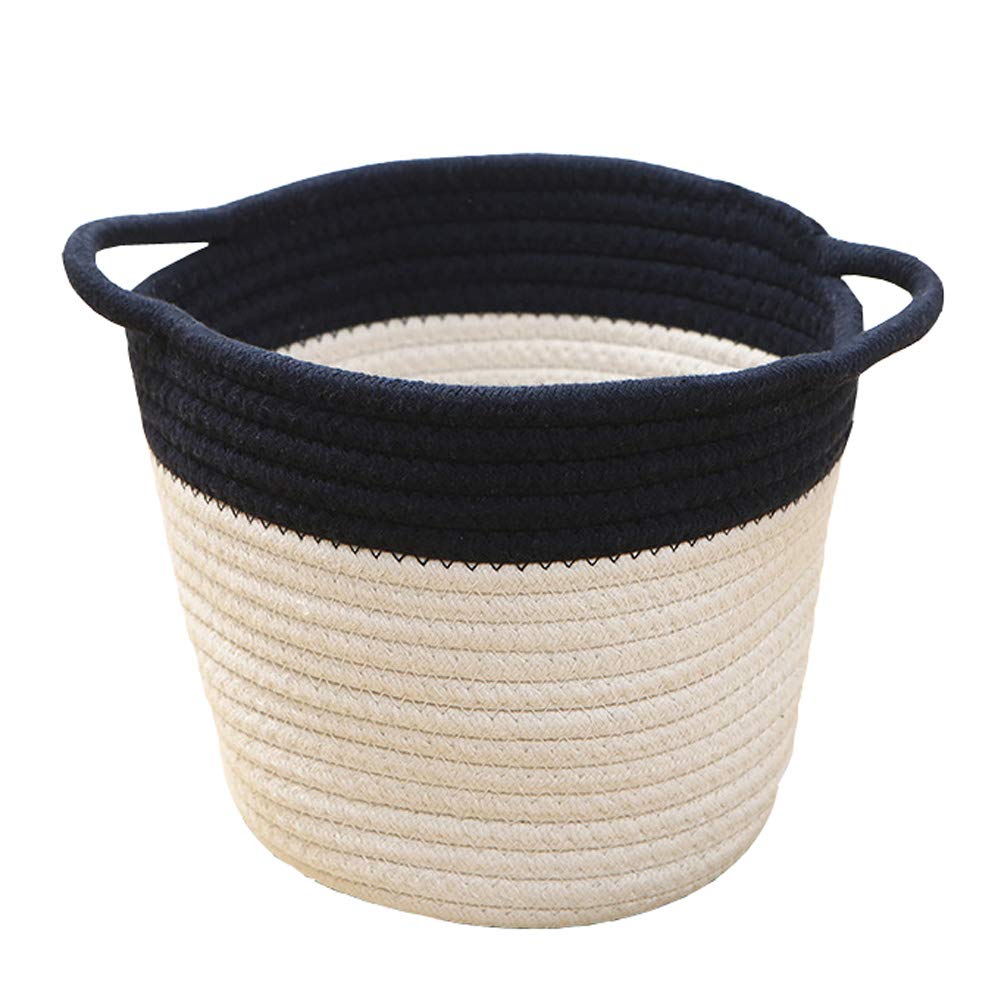 XIMIXI Cotton Rope Woven Basket - Round Storage Organizer for Home, Shelf & Desktop | Perfect for Bathroom, Nursery, Office & Living Room Decor
