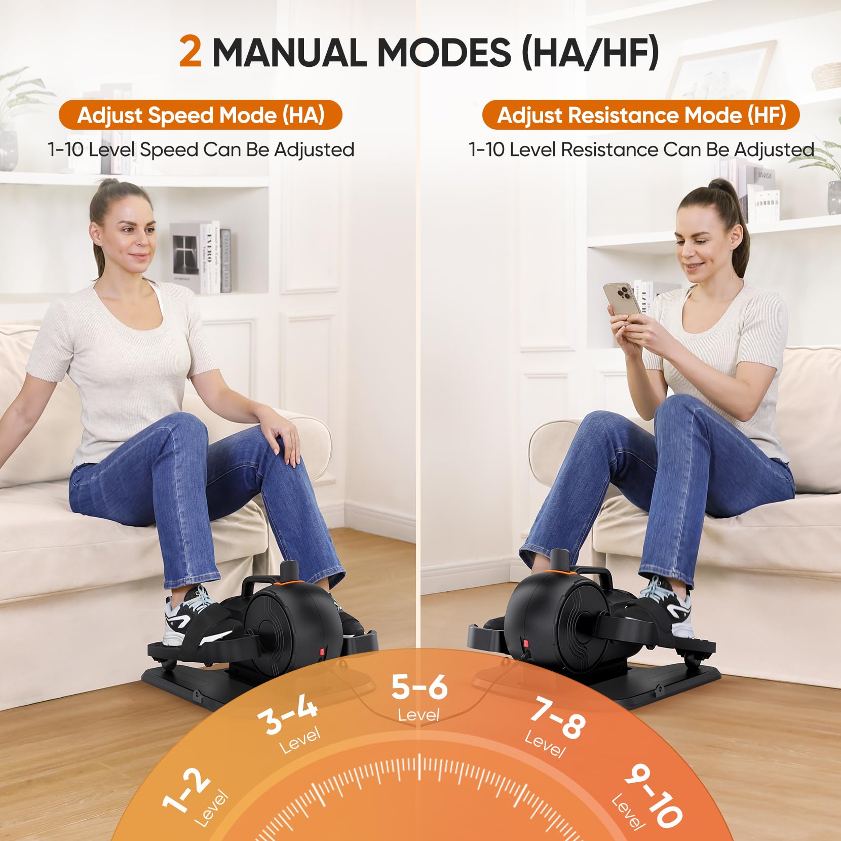 Dripex Under Desk Elliptical Machine - Electric Leg Exerciser with 10 Speed & Resistance Levels, Remote Control - Compact Seated Pedal Exercise Equipment for Home & Office Workouts - Perfect for Seniors, Office Workers & Home Fitness Enthusiasts
