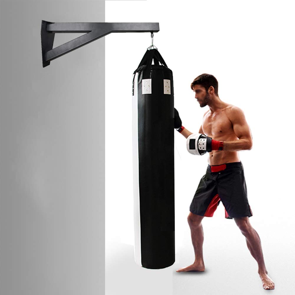 SHIJINHAO Heavy Duty Punching Bag Wall Mount Bracket - Sandbag Holder Hanger with Wall Fixed Frame & Rings - Boxing Fitness Equipment Accessories for Home Gym & Indoor Training (Black, 100x28x60cm) - Perfect for Boxing, MMA, Kickboxing & Strength Training