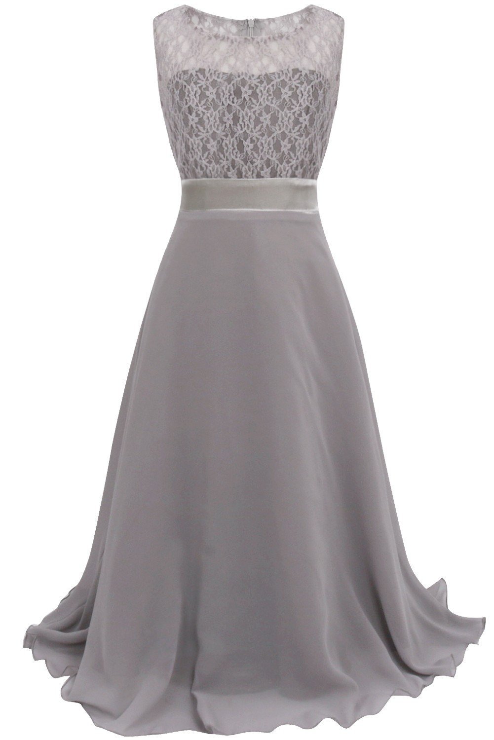 YiZYiF Girls Lace Maxi Dress - Elegant Long Chiffon Pageant Gown for Weddings, Formal Events & Special Occasions | Perfect for Flower Girls, First Communion & Birthday Parties