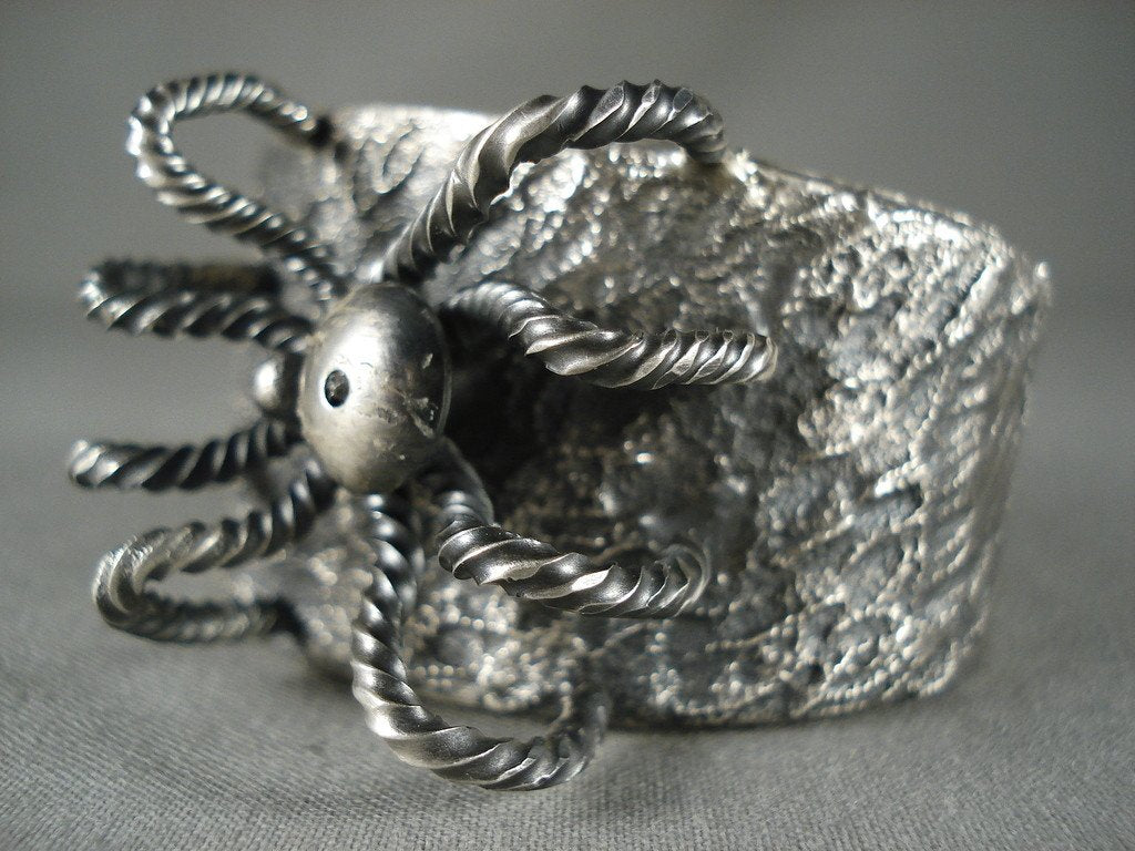 Authentic Navajo Spider Bracelet - 100 Gram Sterling Silver Native American Jewelry for Women, Handmade Tribal Accessory - Perfect for Boho Fashion, Festivals & Spiritual Gifts