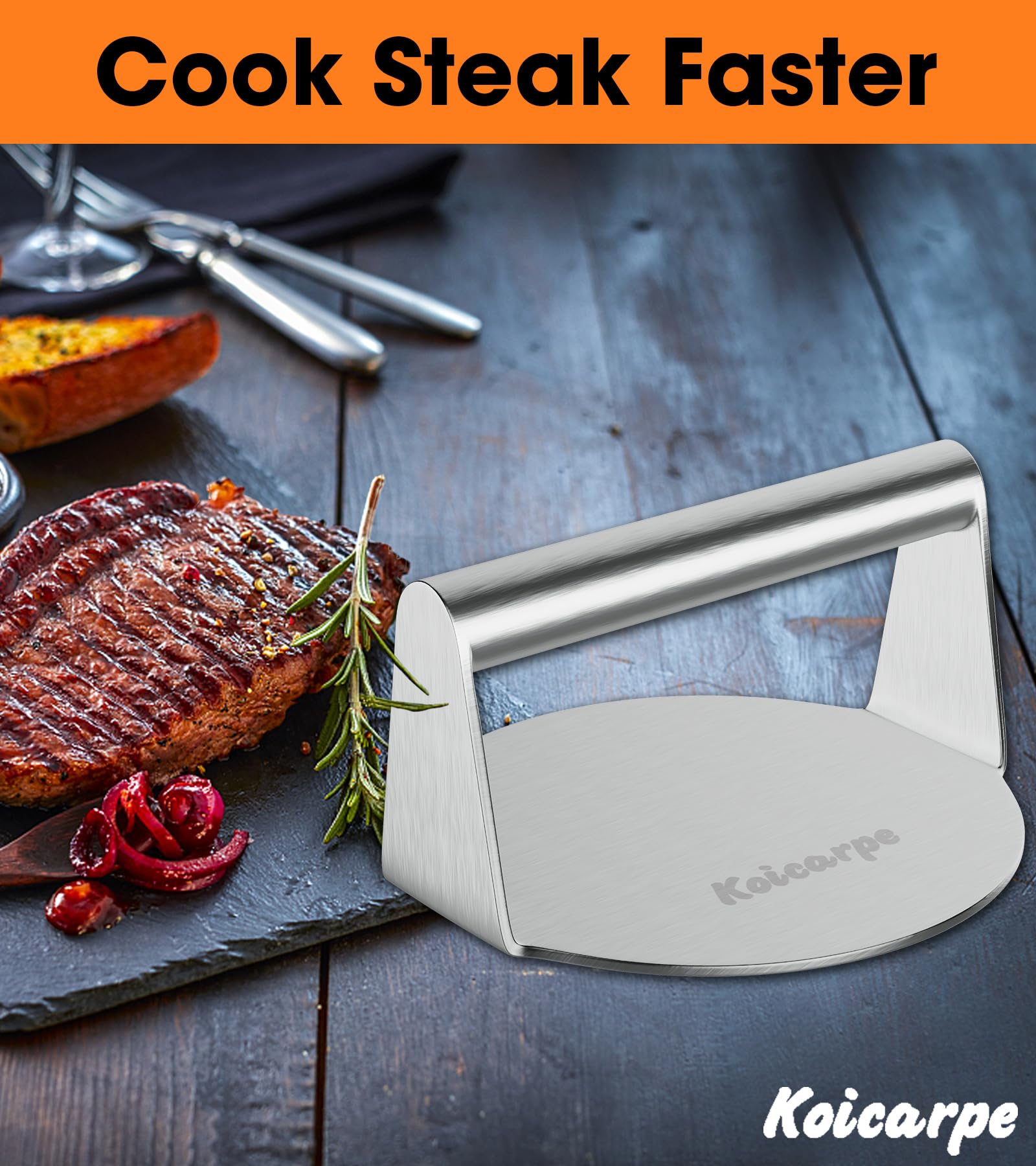 5.5-Inch Stainless Steel Burger Press - Heavy Duty Patty Maker for BBQ, Grilling & Homemade Burgers | Perfect for Backyard Cookouts, Camping & Restaurant Use