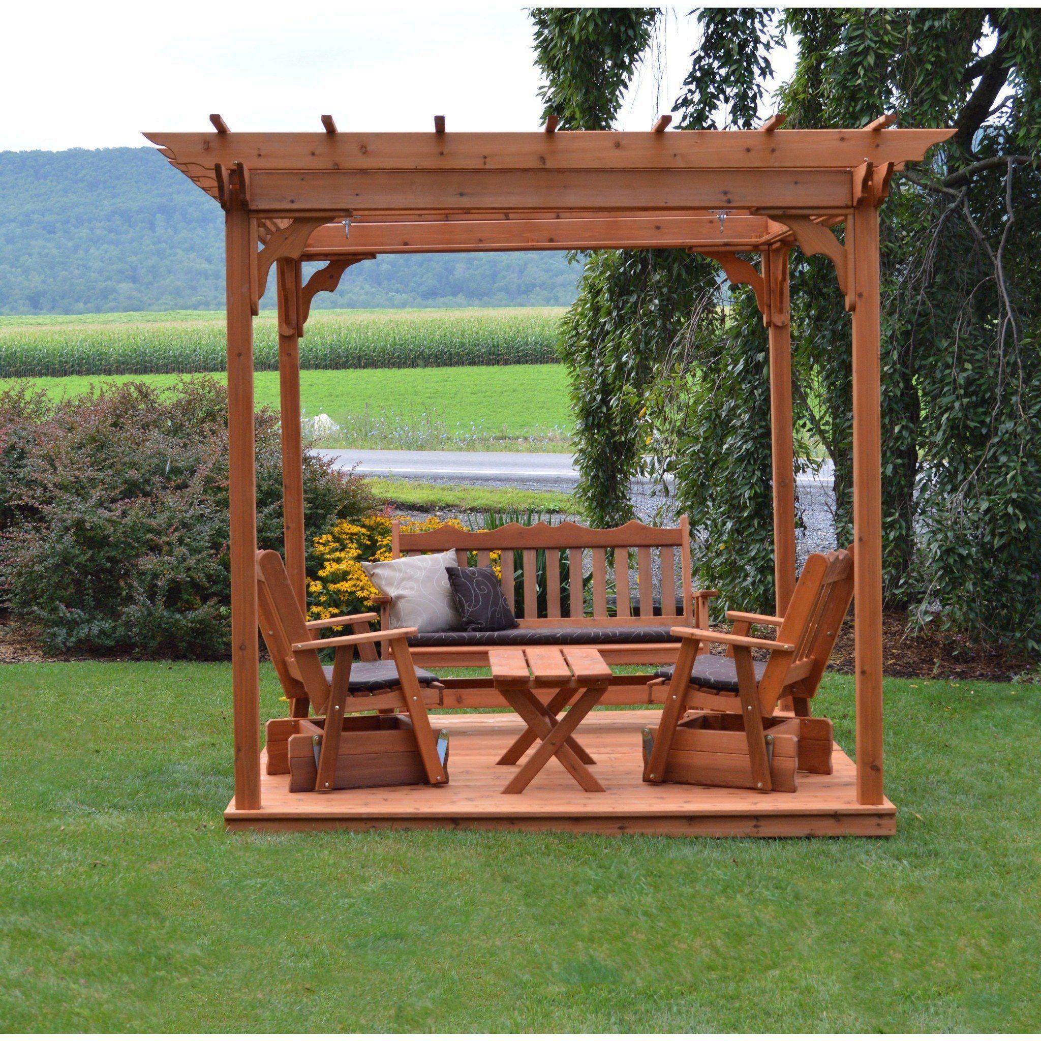 A & L Furniture Cedar Pergola with Swing Hangers - Outdoor Garden Gazebo for Backyard, Patio, and Swing Set Installation