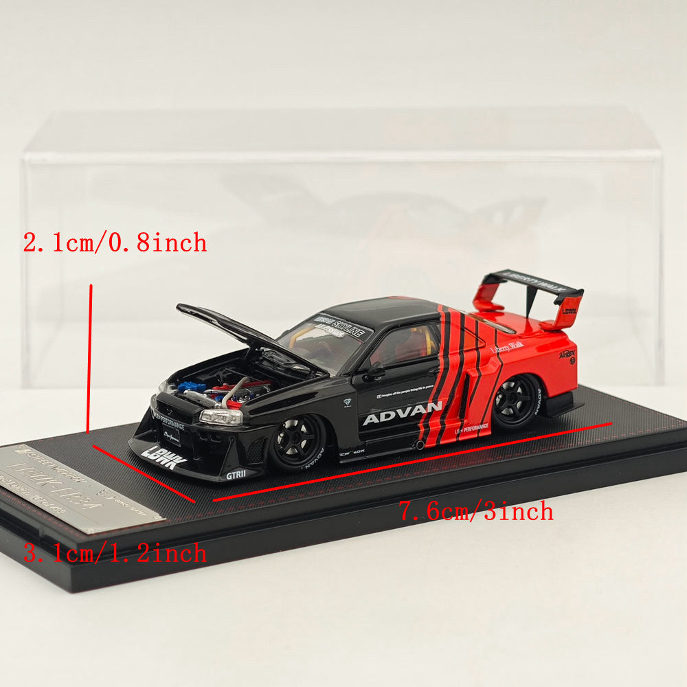 1:64 Scale Nissan Skyline LBWK ER34 Super Silhouette Diecast Model Car - Street Weapon Series with ADVAN Design - Perfect for Collectors, Racing Enthusiasts, and Display Showcases