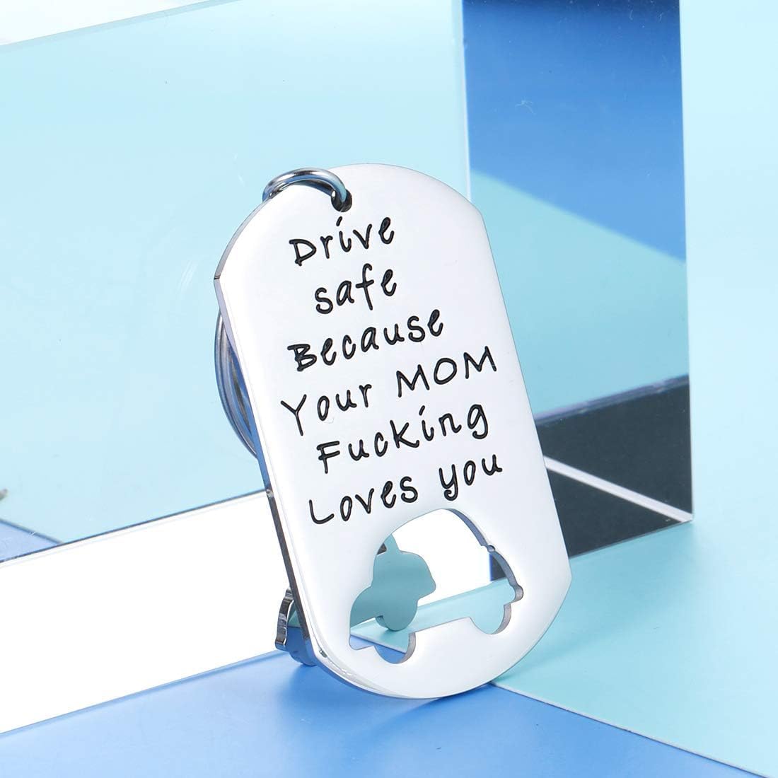 Funny New Driver Keychain - Drive Safe Gift for Teen Boys & Girls - 16th & 18th Birthday Present from Parents - Valentine's Day & College Graduation Gift for Him/Her - Perfect for Car Keys & Backpack Accessories