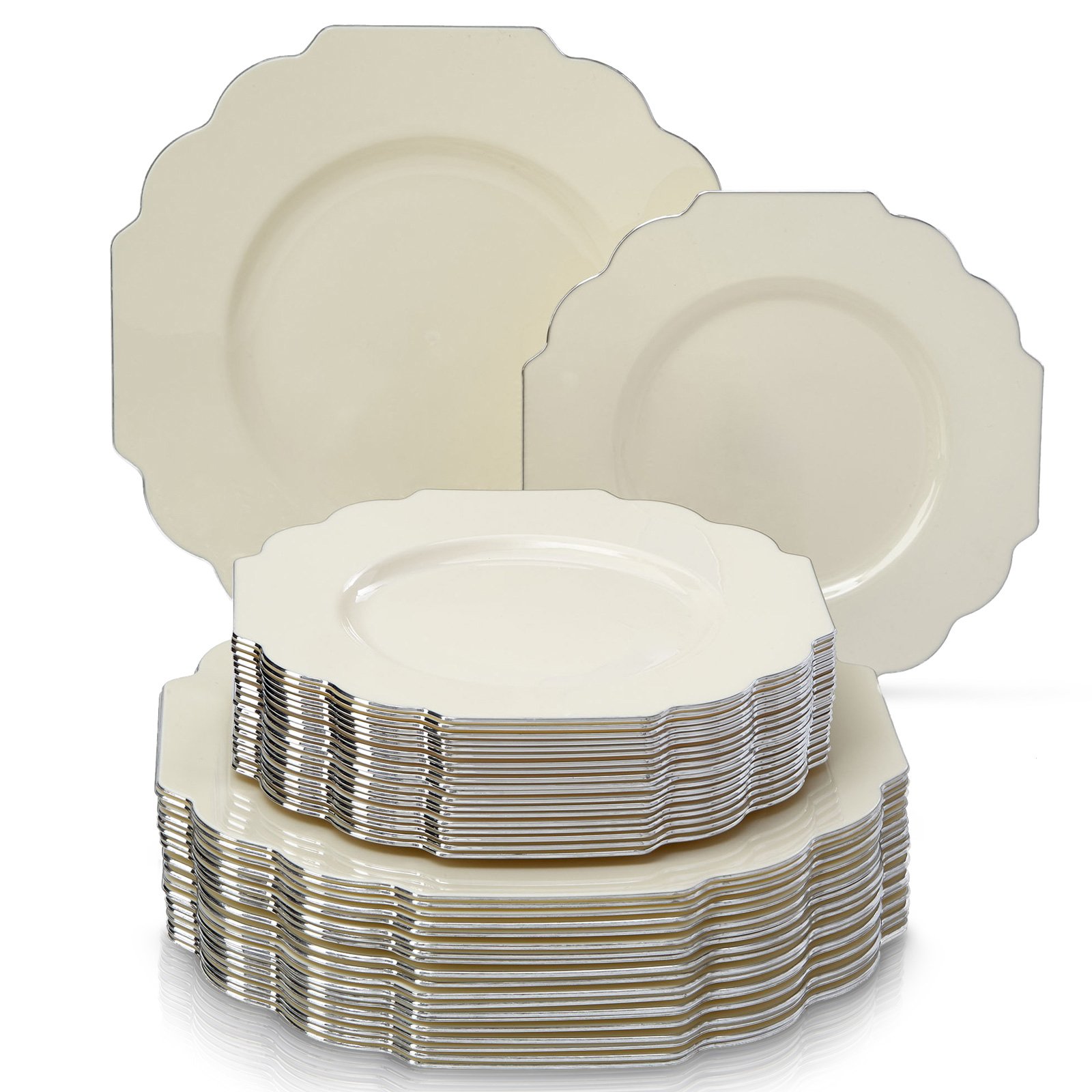 Elegant Heavyweight Plastic Dinnerware Set - 40pcs for Weddings & Parties