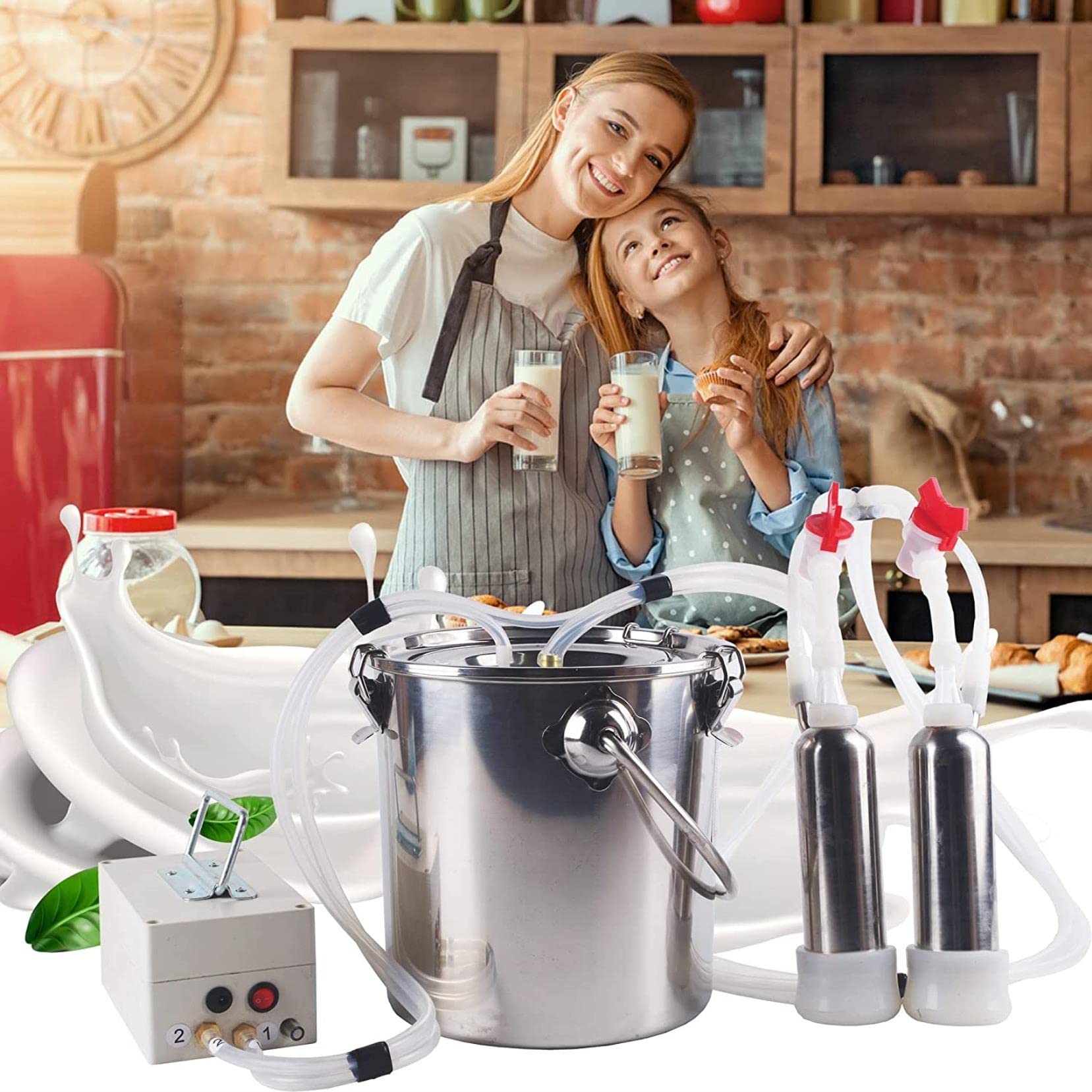 Electric Milking Machine 9L Portable for Cows & Sheep - 100-250V Pulse Control Milker | Ideal for Small Farms, Homesteads & Dairy Production