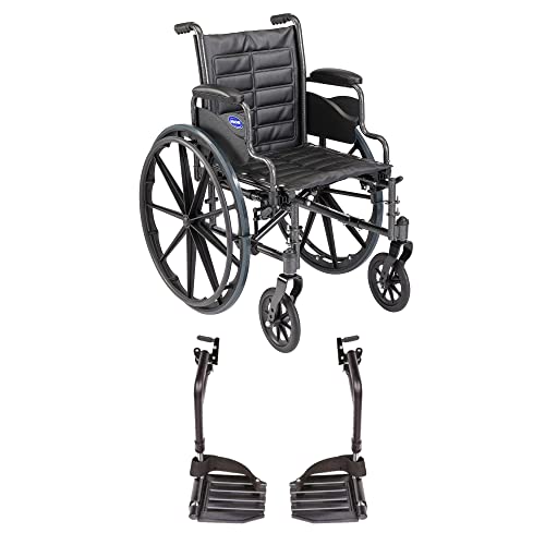 Invacare Tracer EX2 Folding Wheelchair for Adults - 16 Inch Seat with Adjustable Footrests & Desk Arms - Lightweight Mobility Aid for Home, Office & Travel Use