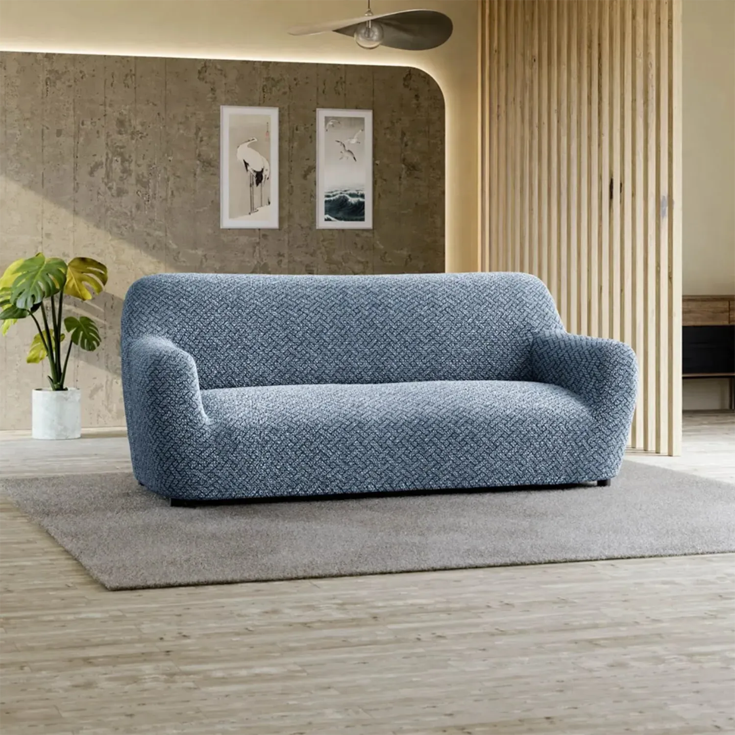 3 Seater Sofa Slipcover - Soft Microfiber Printed Fabric - Perfect for Living Room, Family Room & Home Decor