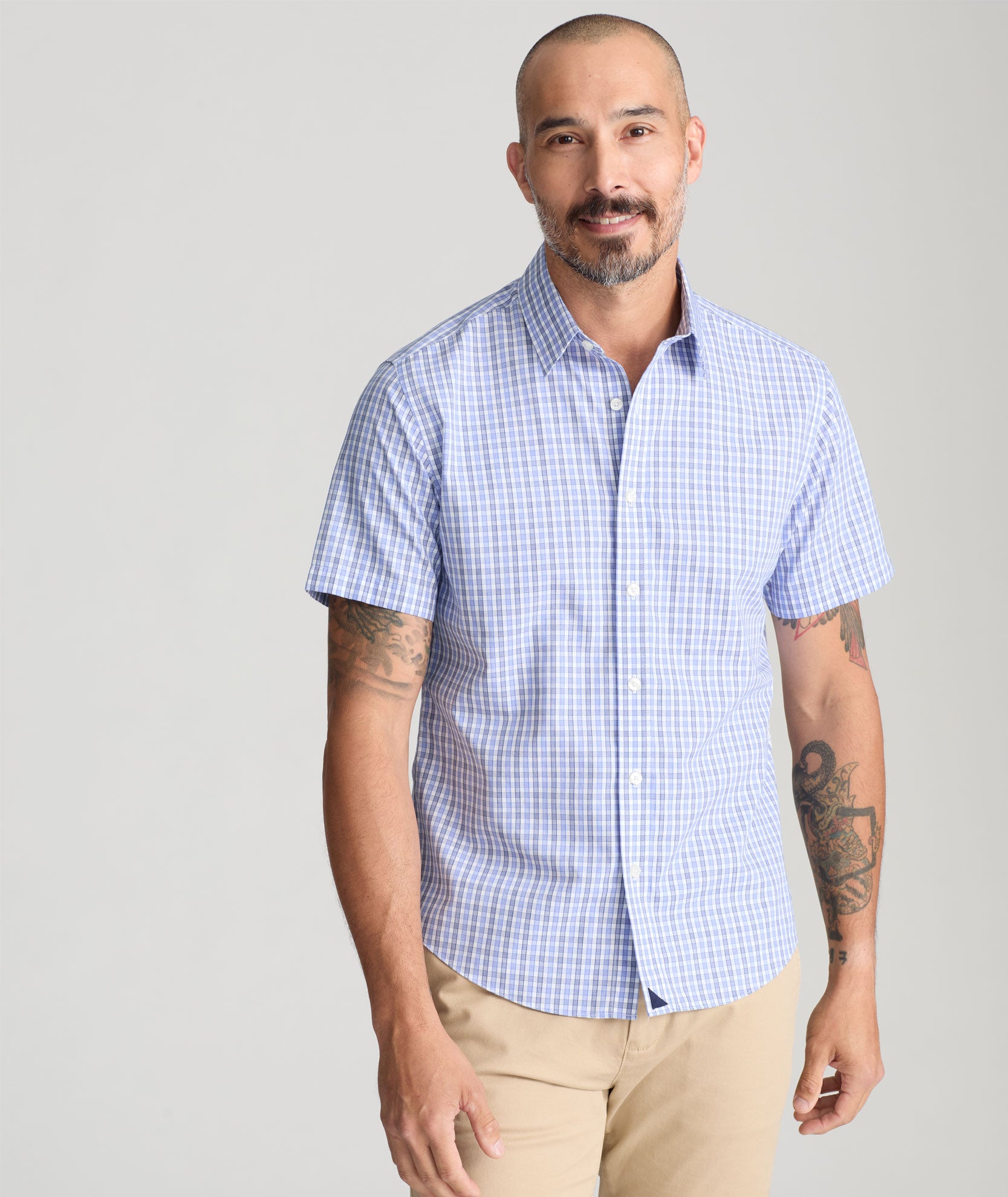 Wrinkle-Free Short Sleeve Dante Shirt for Men - Comfortable Casual Wear for Office, Travel & Summer Outfits