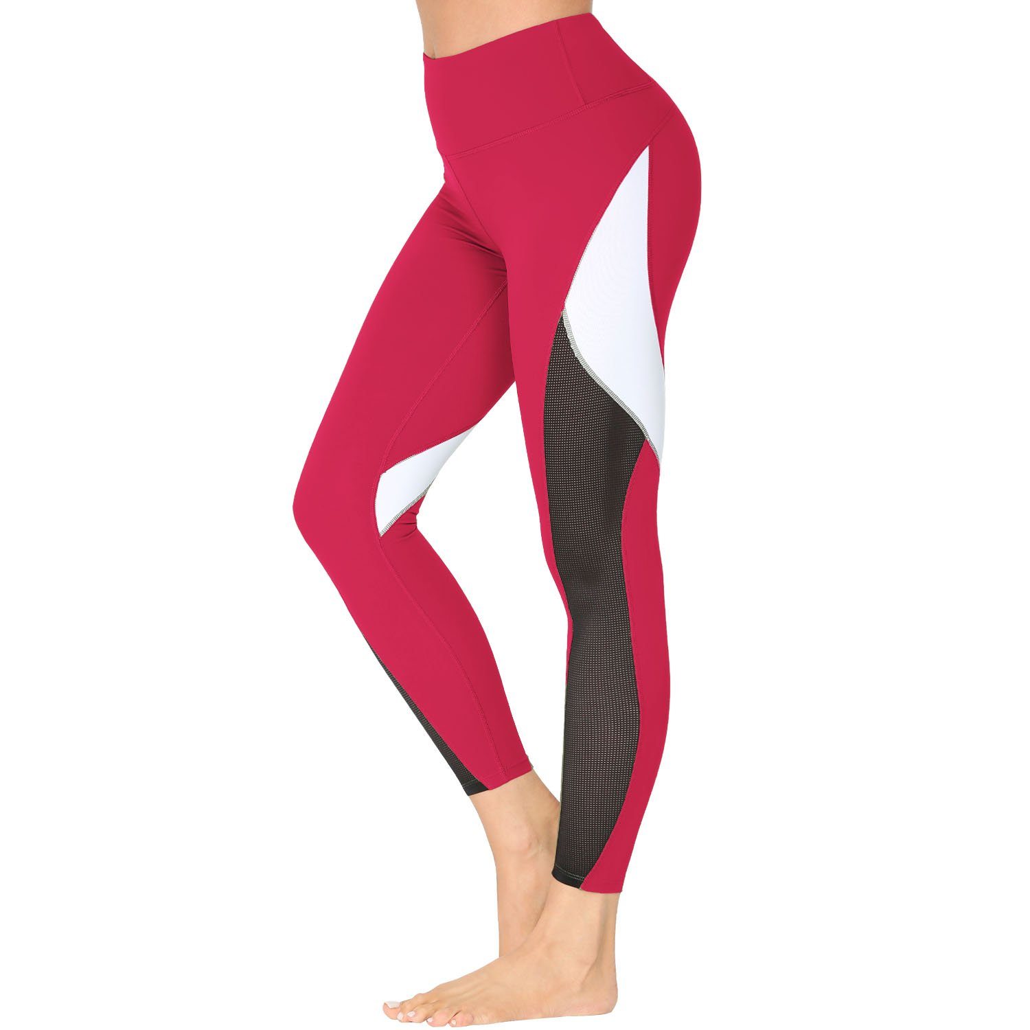 High Waist Blocking Mesh Color Leggings for Women - Trendy Workout Yoga Pants with Breathable Design | Perfect for Gym, Running & Casual Wear