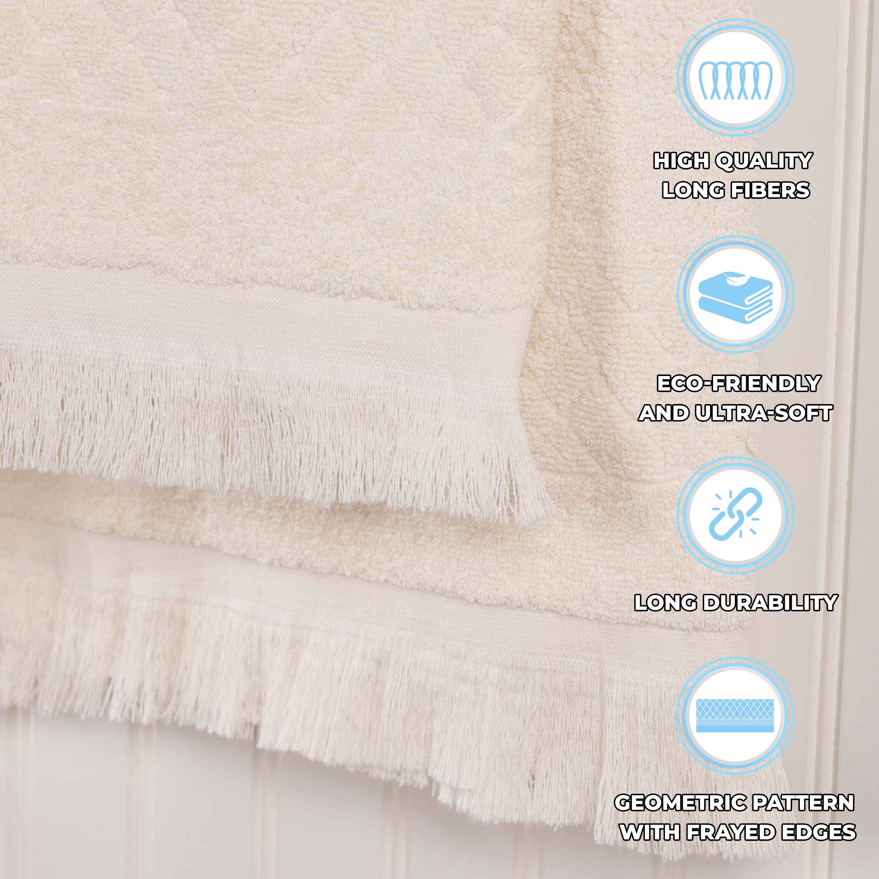 Premium Rolla Cotton Geometric Jacquard Plush Absorbent Bath Towel Set of 2 - Ultra Soft & Quick Dry Bath Sheets for Spa, Hotel & Luxury Home Use