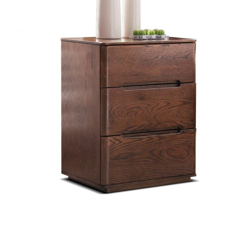 Solid Oak Wood Nightstand with Lock - Stylish and Secure Bedside Table for Bedroom Decor