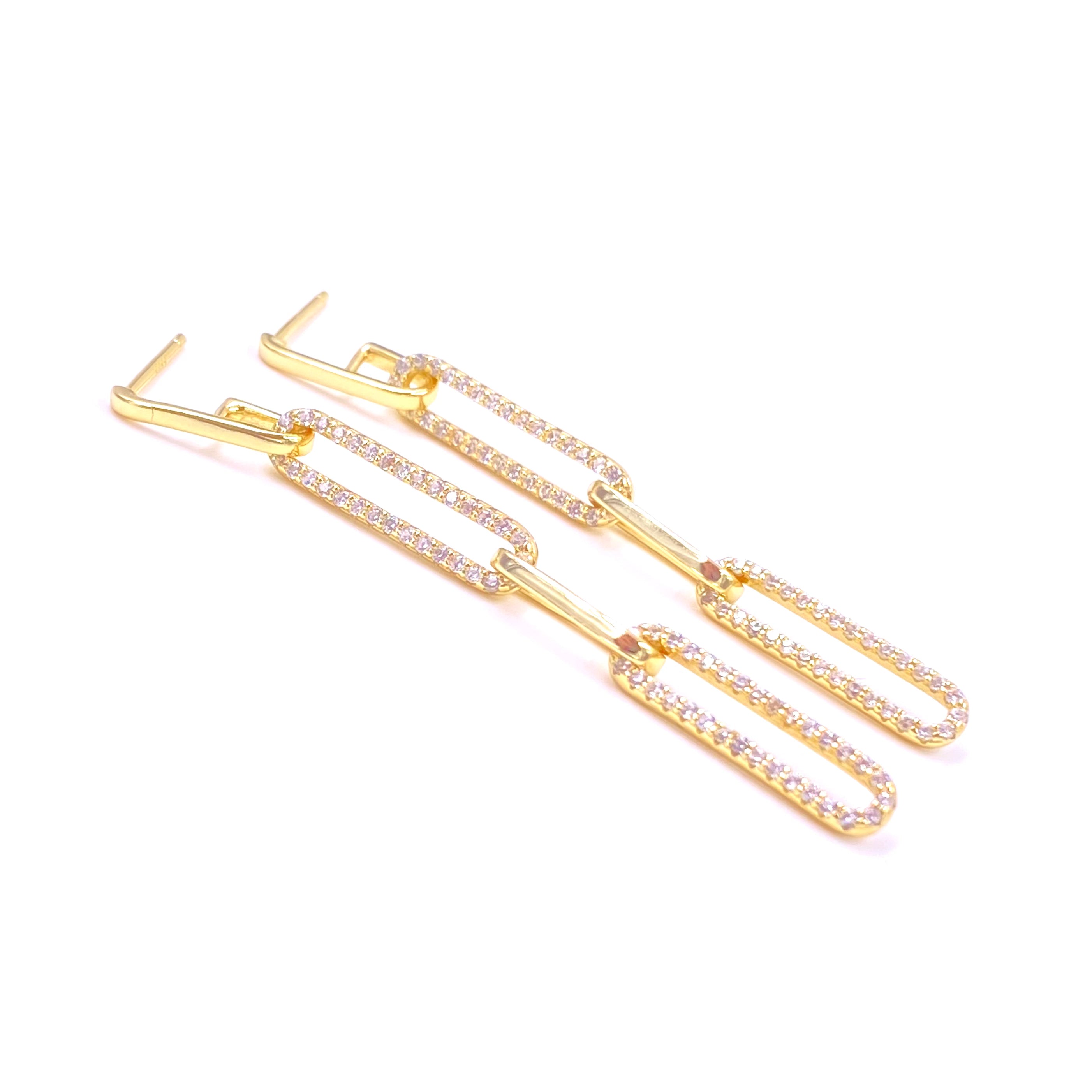 Ashley Gold Sterling Silver Gold Plated Alternating CZ Drop Earrings for Women - Elegant Dangle Earrings for Party, Wedding & Evening Occasions