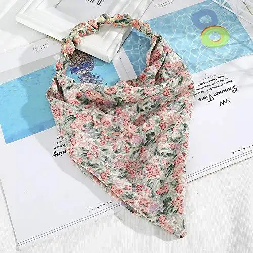 Floral Elastic Hair Kerchief Scarf Set of 3 - Stylish Headbands for Women, Girls | Perfect for Summer, Beach, Yoga, and Outdoor Activities