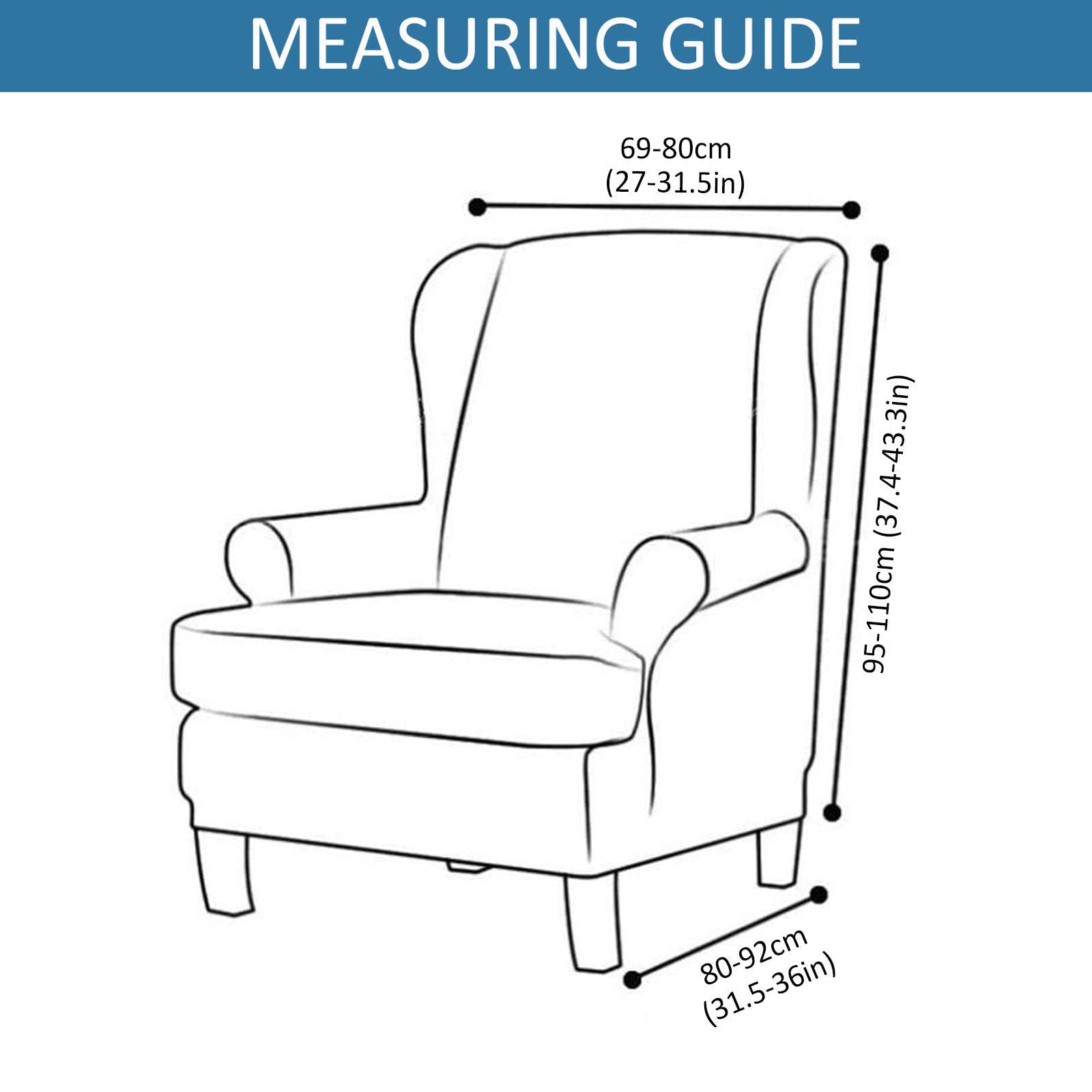 2-Piece Velvet Wingback Chair Slipcover - Stretch Elastic Armchair Cover, Soft Machine Washable Sofa Protector for Living Room, Bedroom, Office (Yellow) | Wing Chair Covers for Home Decor & Furniture Protection